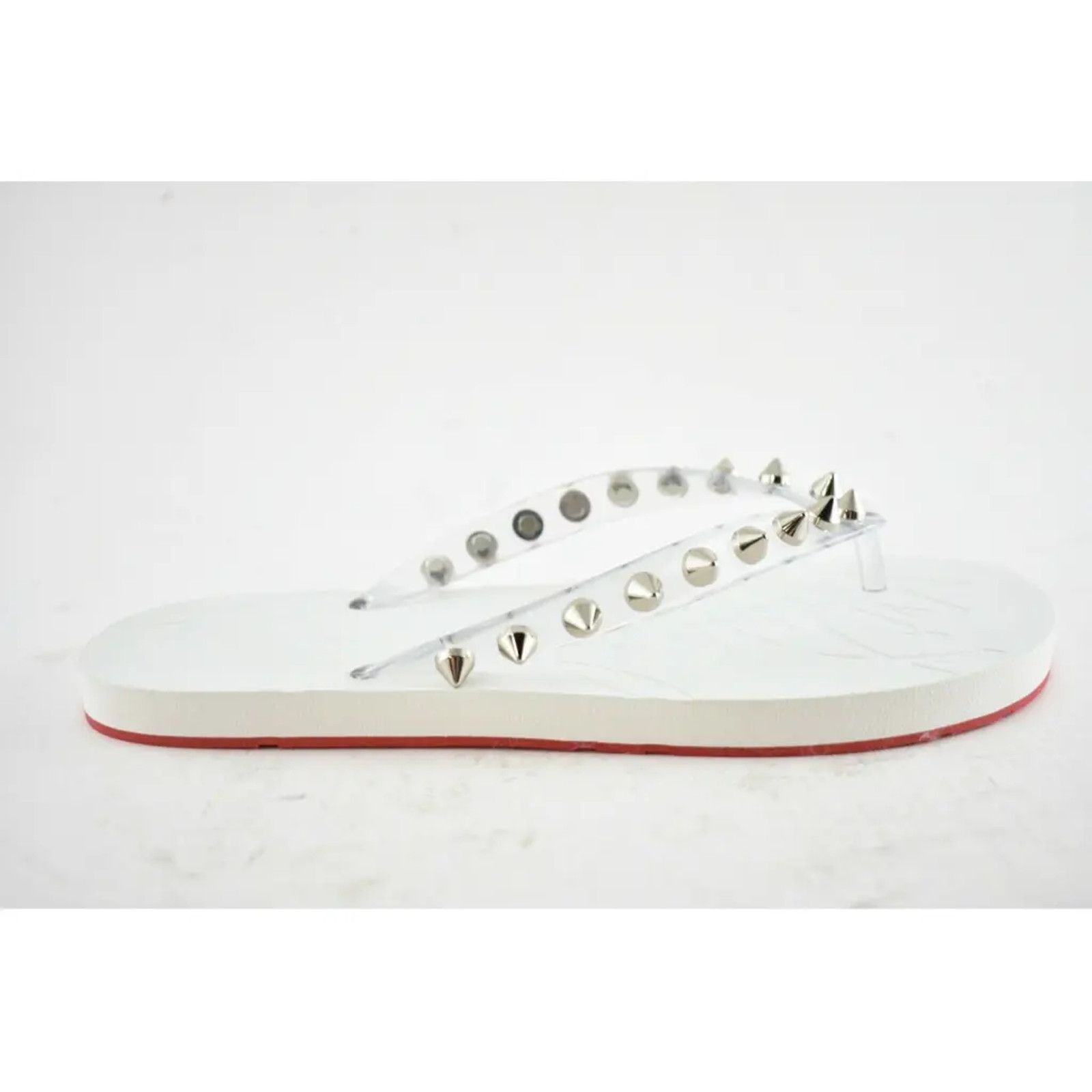 Christian Louboutin Christian Louboutin Loubi Flip Spikes Donna Flat White Thong Size US 11 / IT 41 - 2 Thumbnail