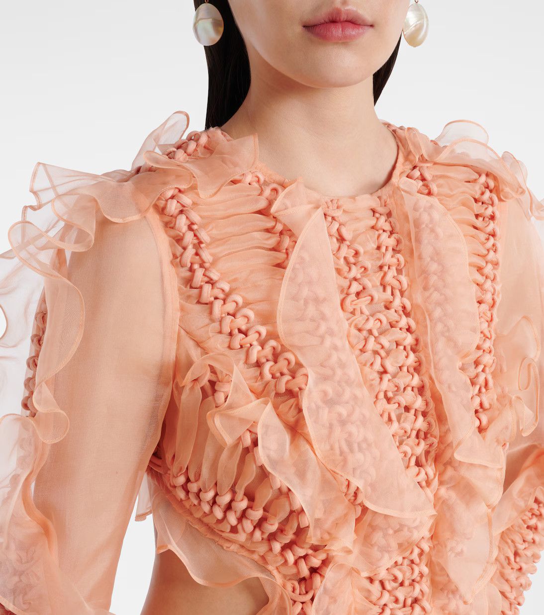 Zimmermann oc11z0226 Balance Ruffled Silk Organza Maxi Dress In Orange Size M / US 6-8 / IT 42-44 - 4 Thumbnail