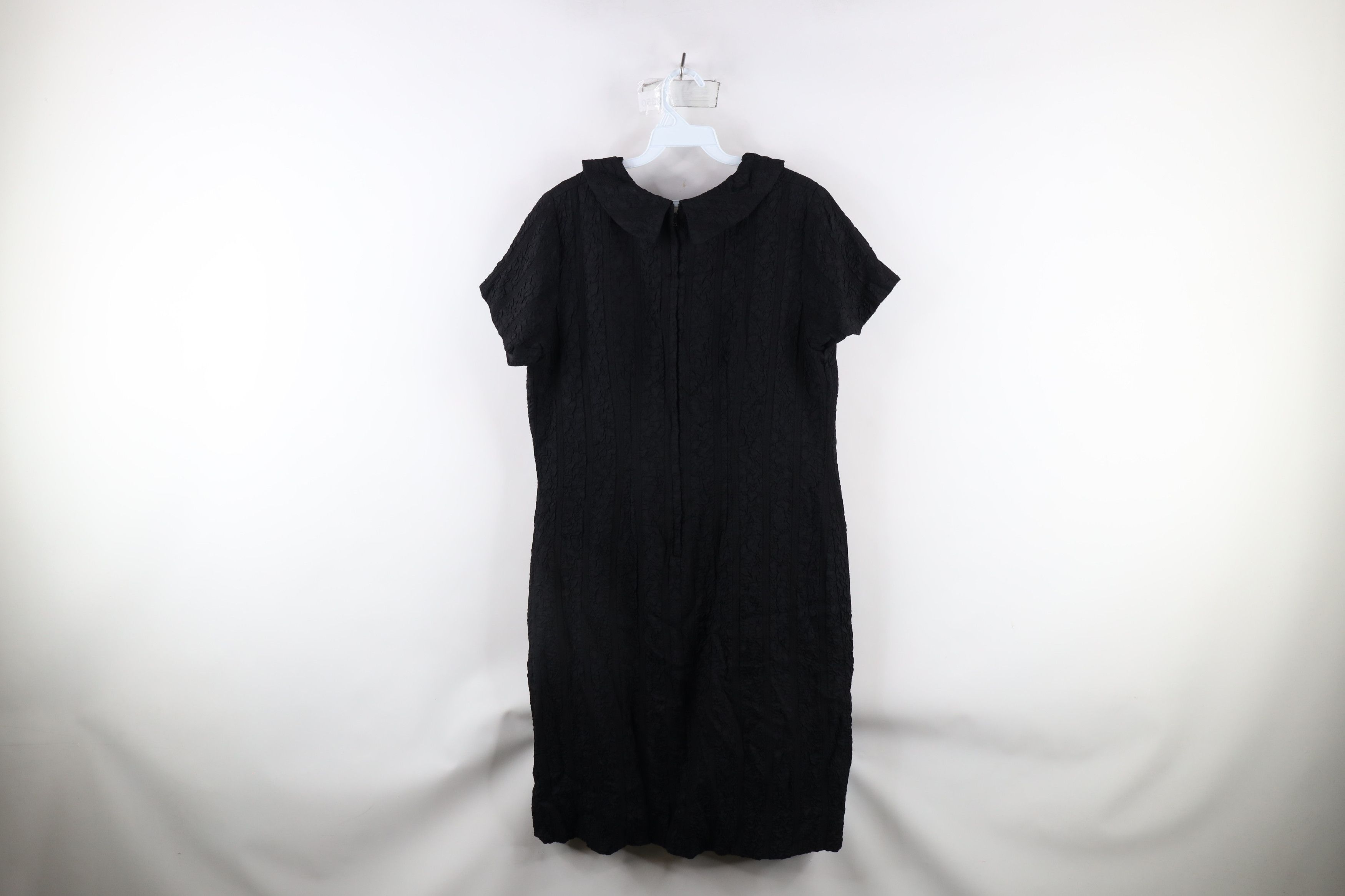 Vintage Vintage 50s 60s Mod Short Sleeve Sheath Dress Black LBD USA Size L / US 10 / IT 46 - 11 Thumbnail