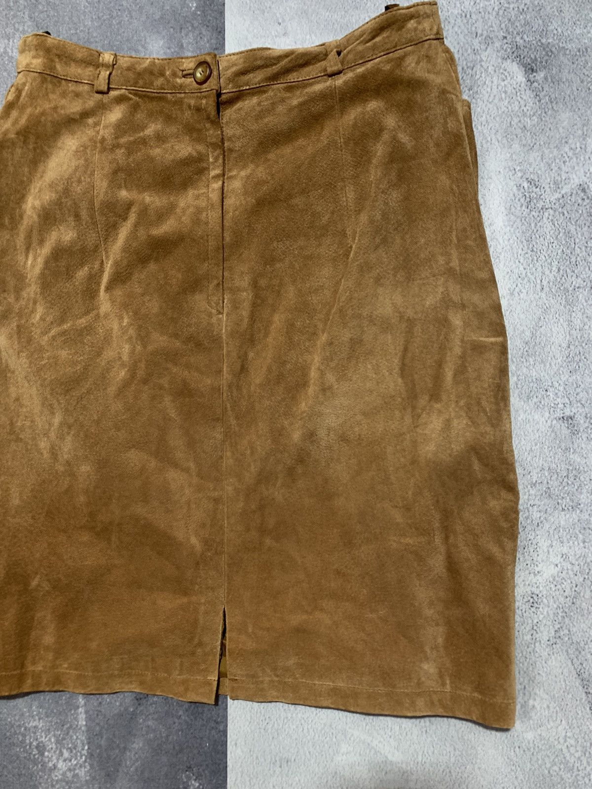 Leather × Vintage Vintage 70s Leather suede midi skirt retro size 34 Size 34" / US 12 / IT 48 - 3 Thumbnail