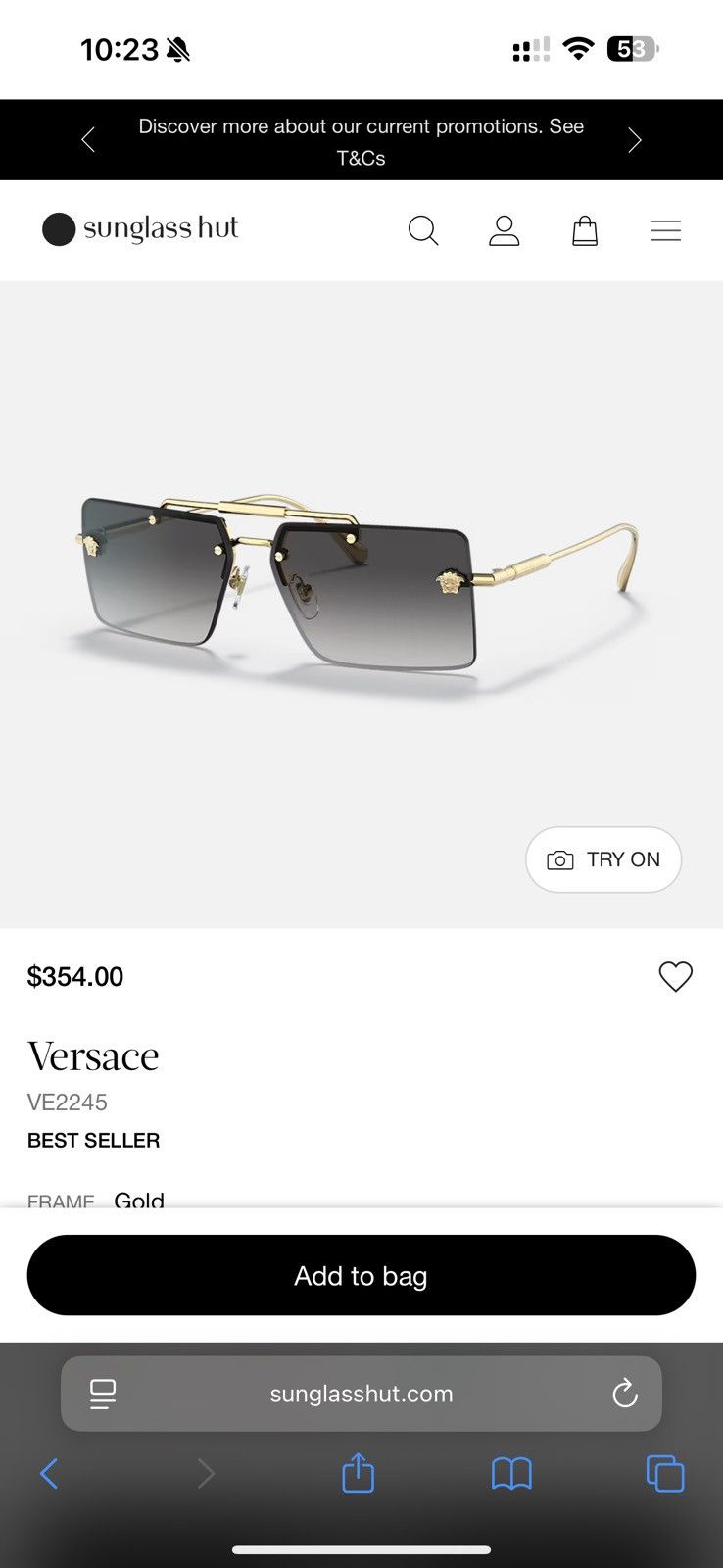 Versace Versace Rimless Sunglasses Size ONE SIZE - 6 Thumbnail