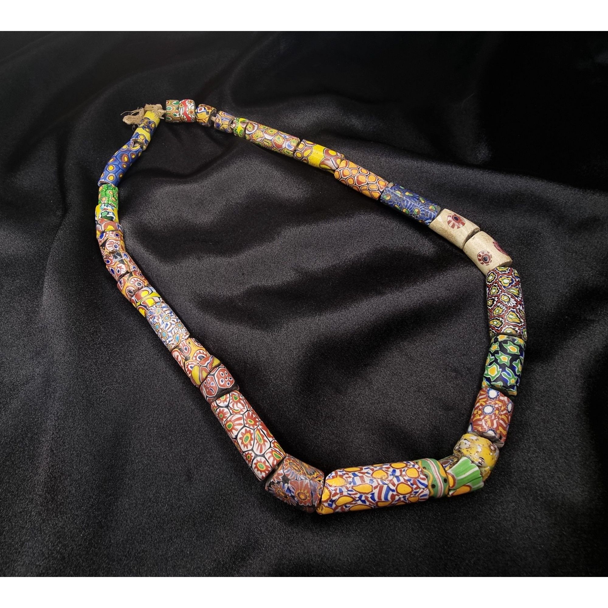 Vintage Antique Millefiori Glass Beaded Necklace With Vibrant Patter Size ONE SIZE - 1 Thumbnail