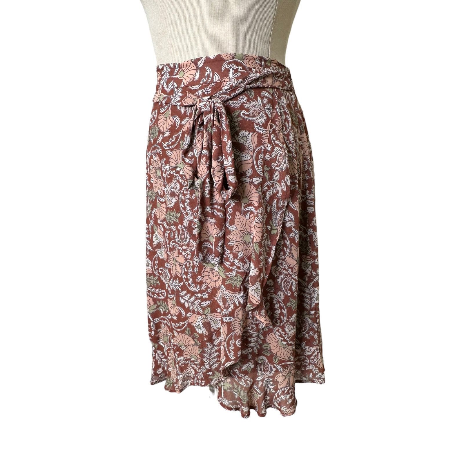 Anthropologie By Anthropologie brown floral pull on mini skirt size XS Size 30" / US 8 / IT 44 - 2 Thumbnail