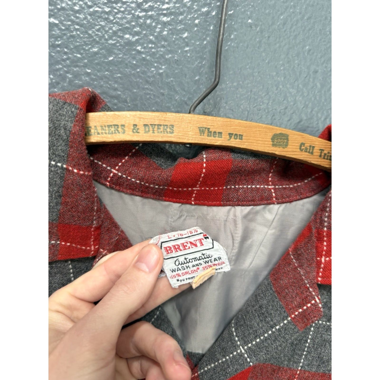 Vintage VINTAGE Brent Plaid Button-Up Wool Flannel Shirt L Red 60s Mens Tall Size US L / EU 52-54 / 3 - 2 Thumbnail