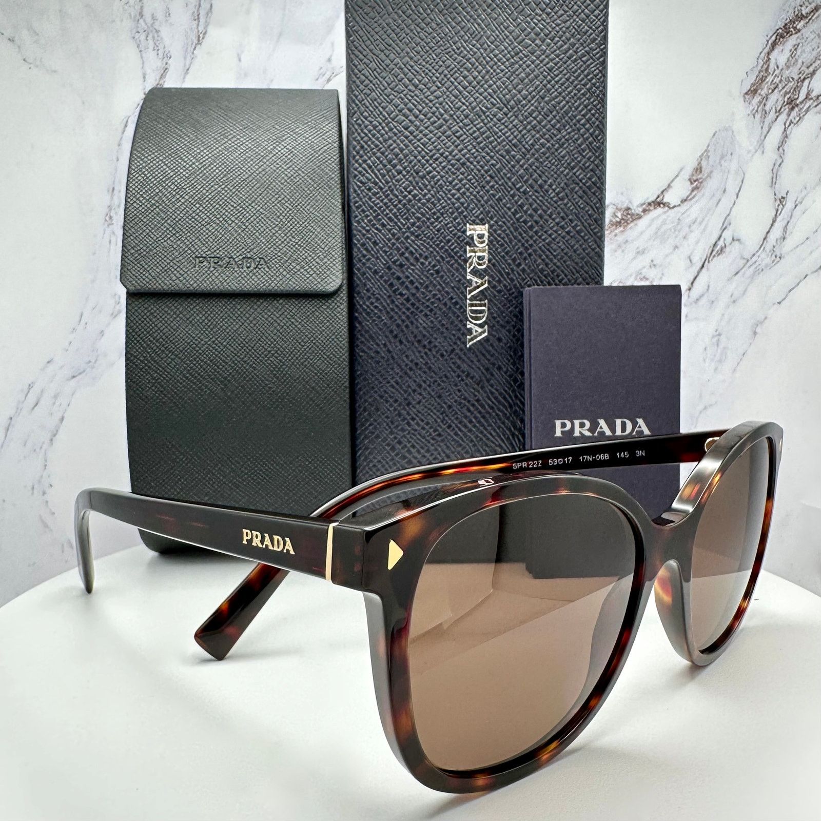 Prada New PRADA Sunglasses Brown Square Gold Logo Tortoise Size ONE SIZE - 14 Thumbnail