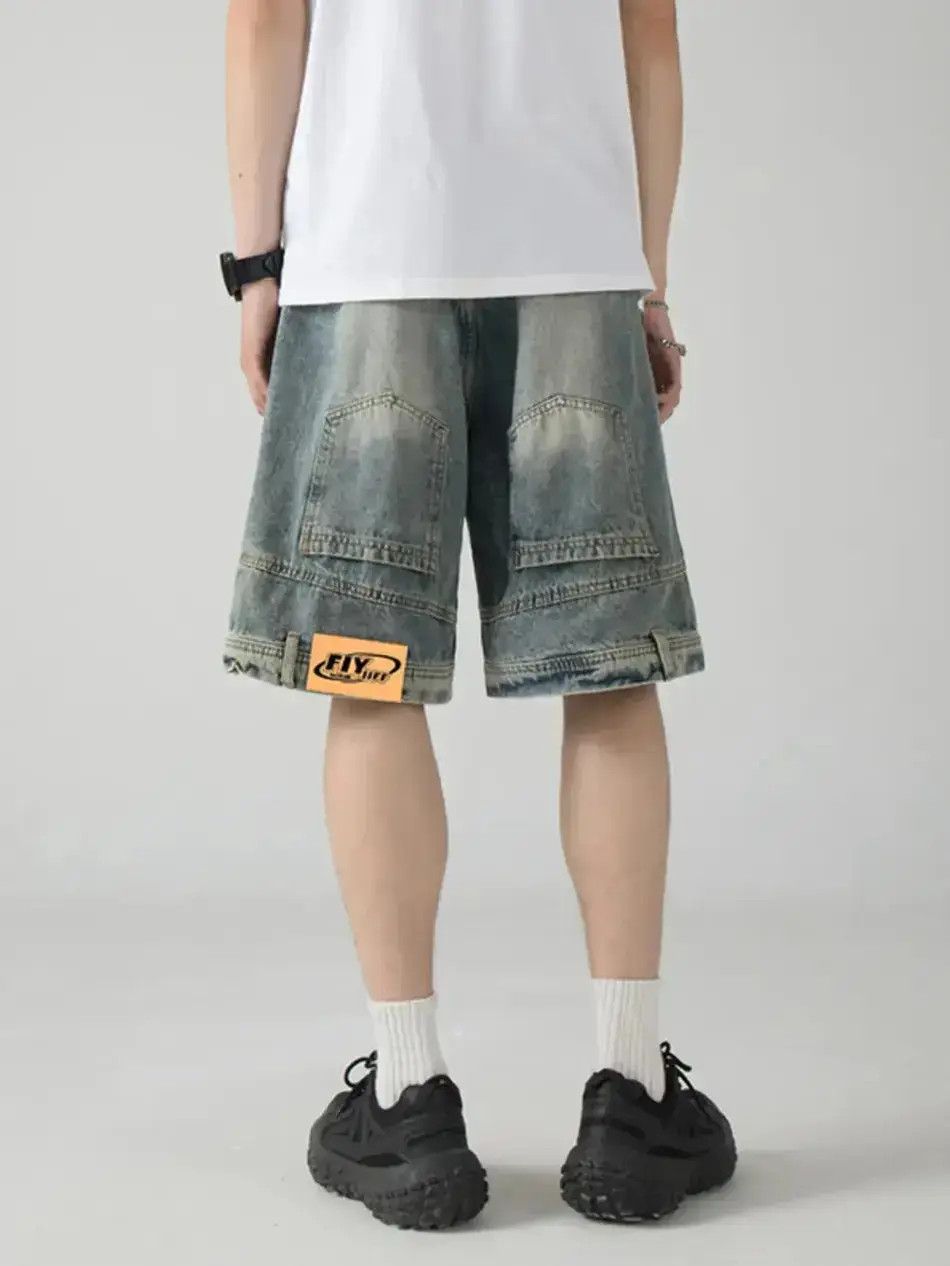 Japanese Brand Retro washed reverse straight leg denim shorts Size US 32 / EU 48 - 2 Thumbnail