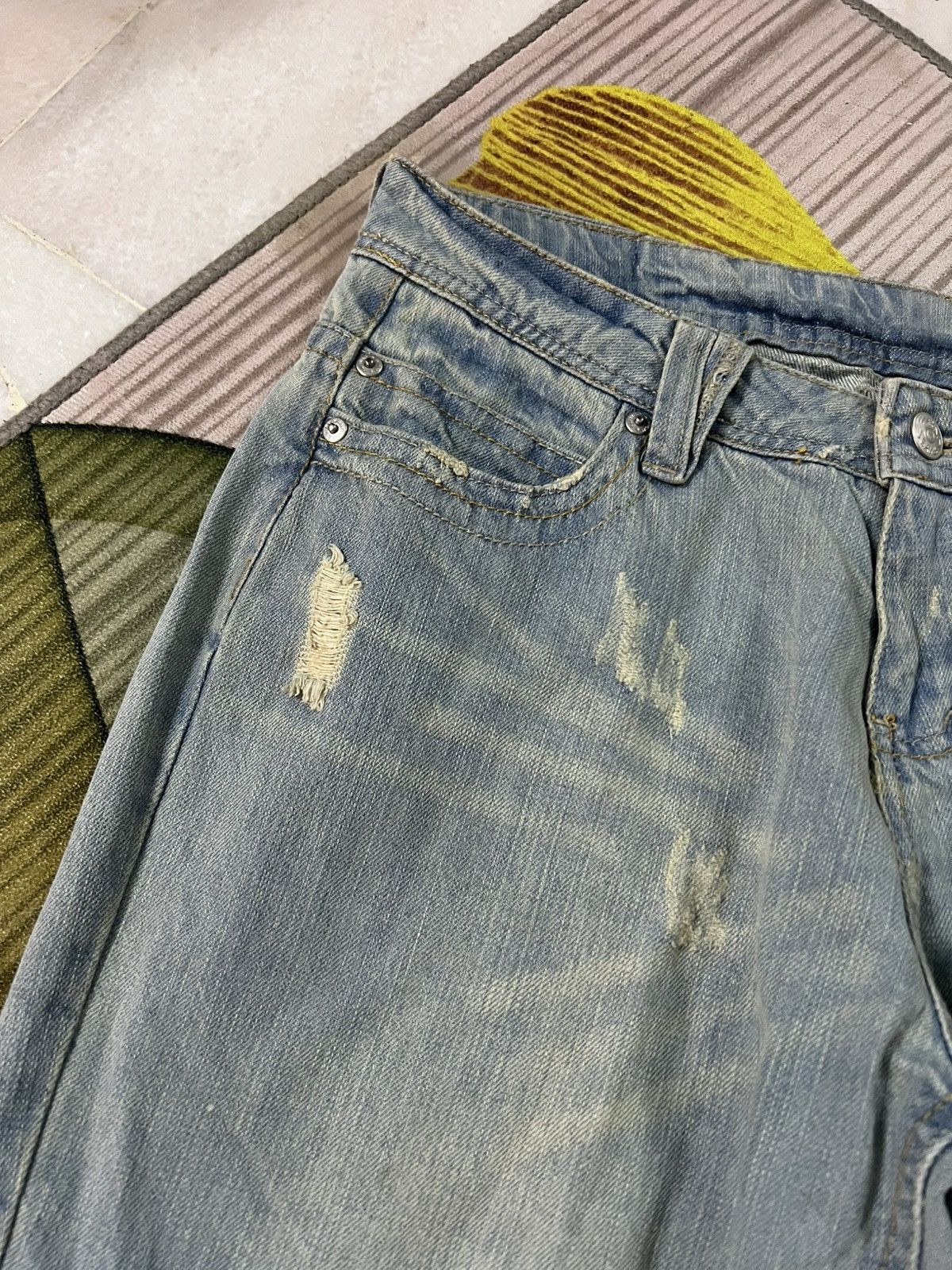 Japanese Brand 💥Flare💥Marna Clef De Sol Faded Distress Jean Size US 32 / EU 48 - 9 Thumbnail
