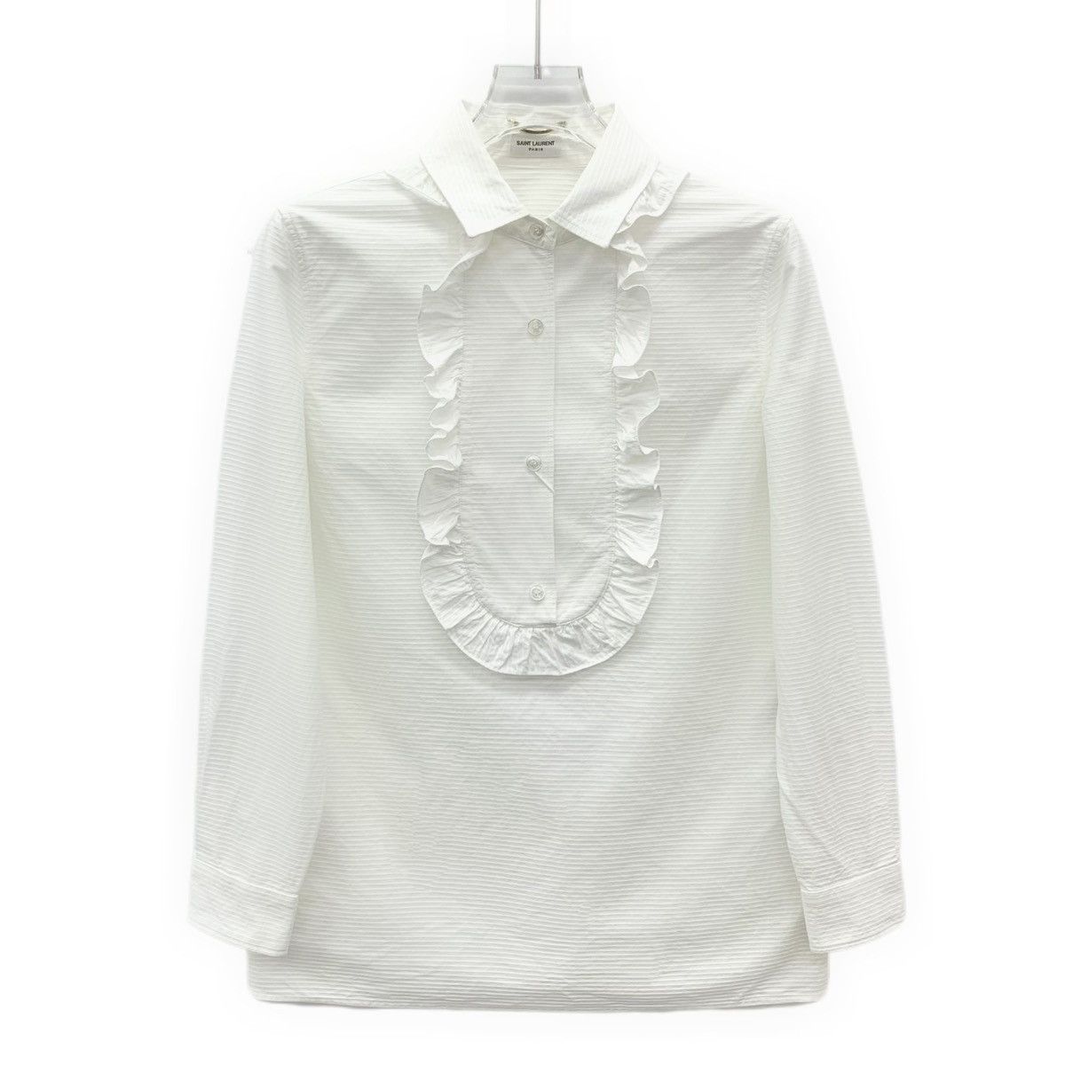 Yves Saint Laurent Yves Saint Laurent White Lace Detail Long Sleeve Shirt K26WX Size S / US 4 / IT 40 - 1 Thumbnail
