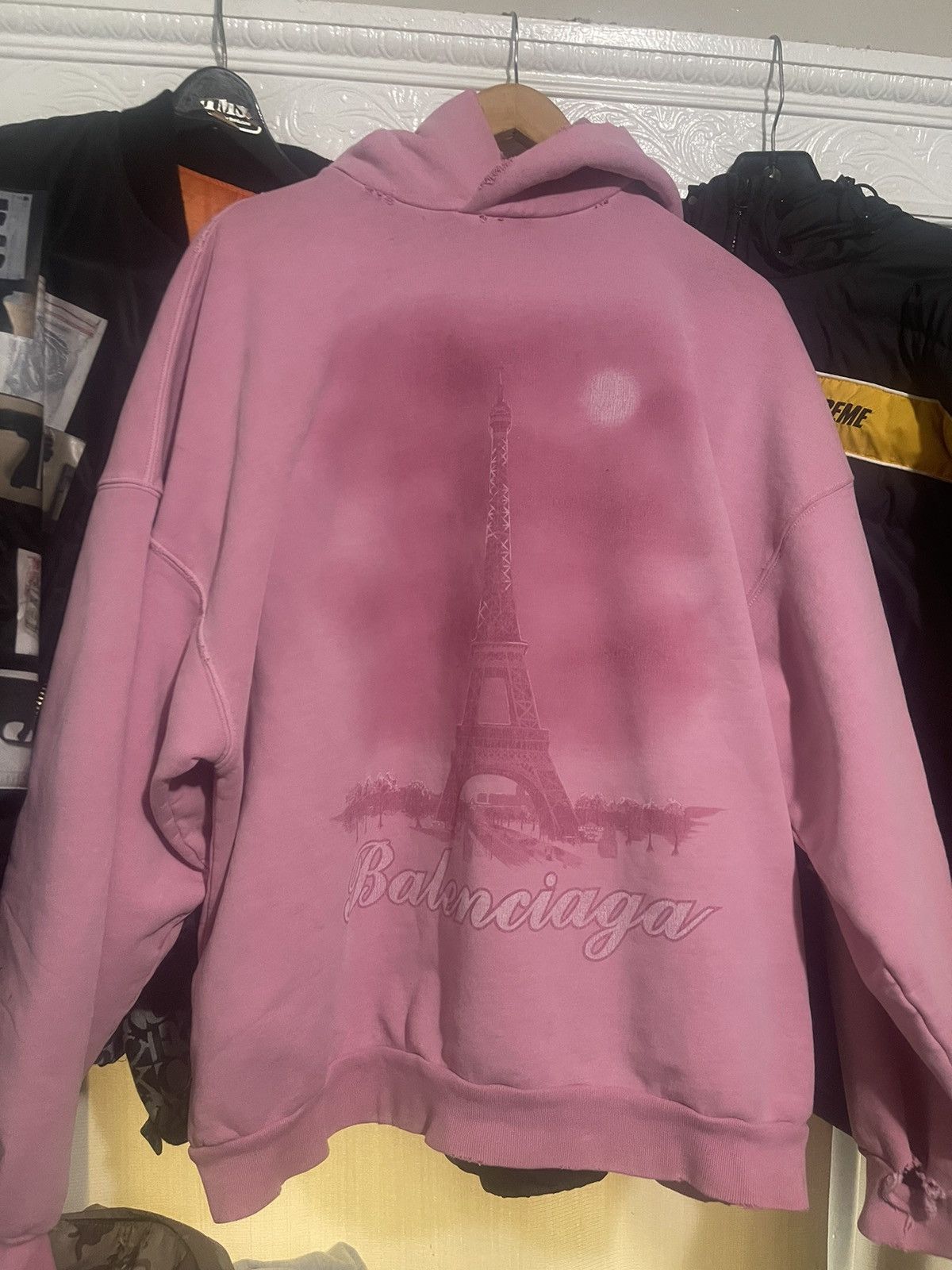 Balenciaga Balenciaga pink Paris moon oversized hoodie | Grailed Balenciaga Balenciaga pink Paris moon oversized hoodie | Grailed