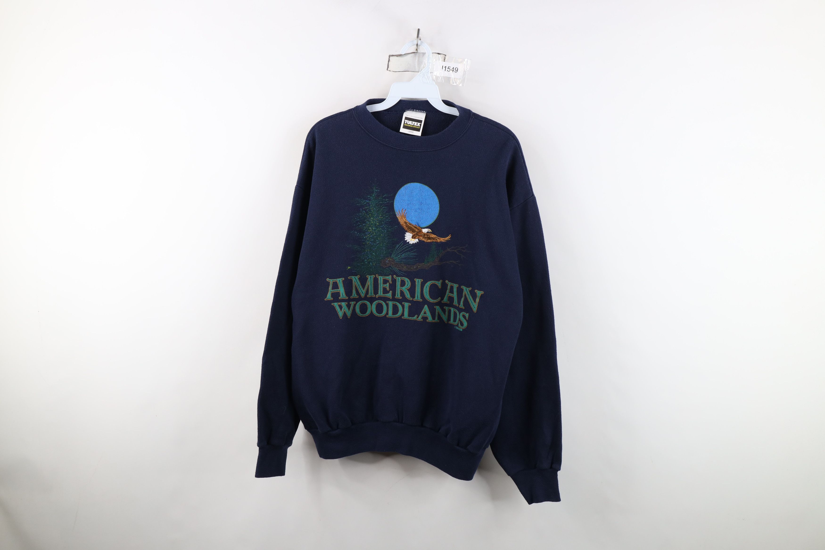 Vintage Vintage 90s Streetwear Woodlands Eagle Nature Sweatshirt USA Size US L / EU 52-54 / 3 - 1 Thumbnail
