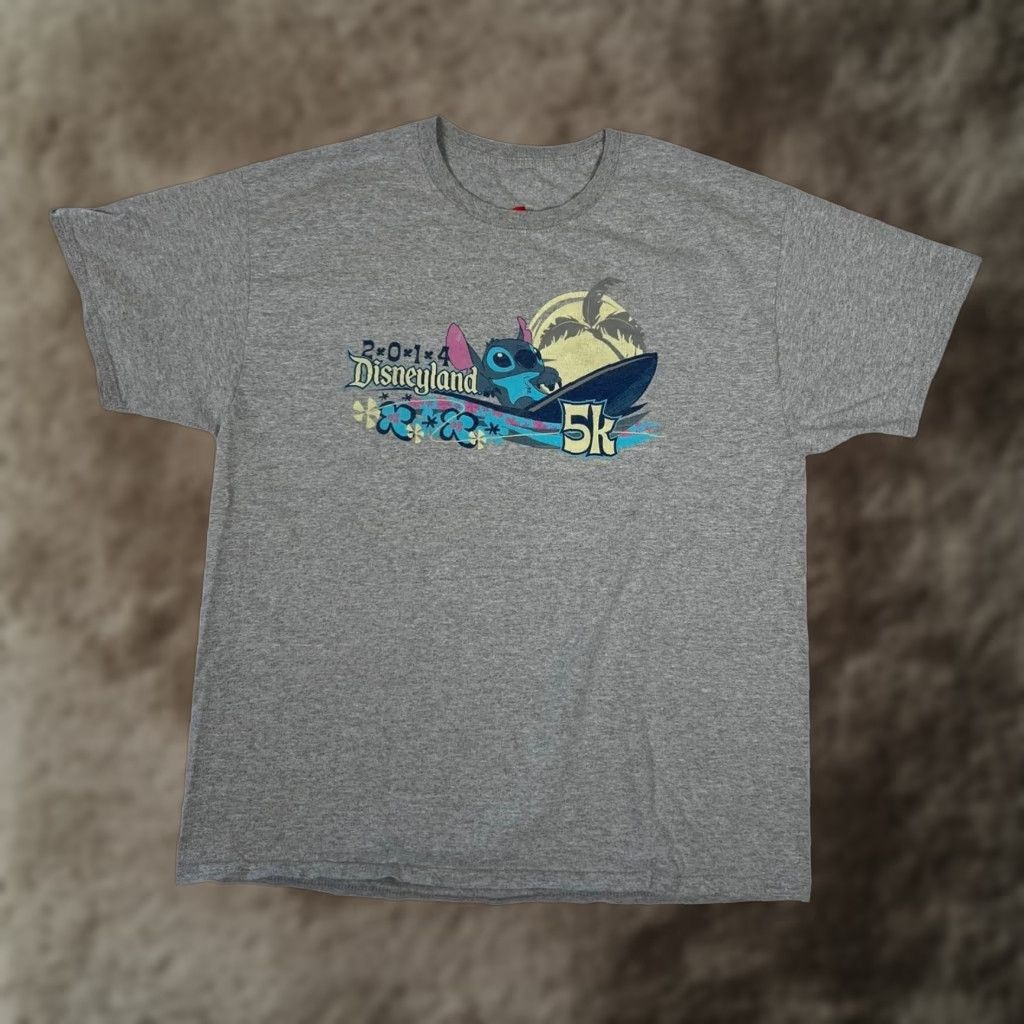 Hanes Disneyland Stitch 5K T-Shirt Mens XL Gray 2014 RunDisney Race Running Hanes Size US XL / EU 56 / 4 - 1 Thumbnail