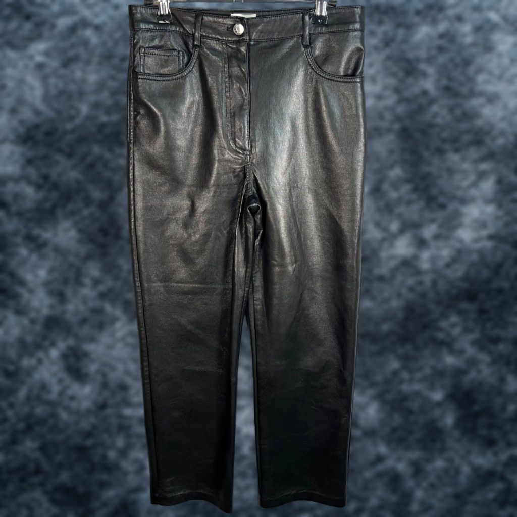 Vintage Wilfred Womens 6 Black Faux Leather Straight Leg Pants Size 28" / US 6 / IT 42 - 1 Thumbnail