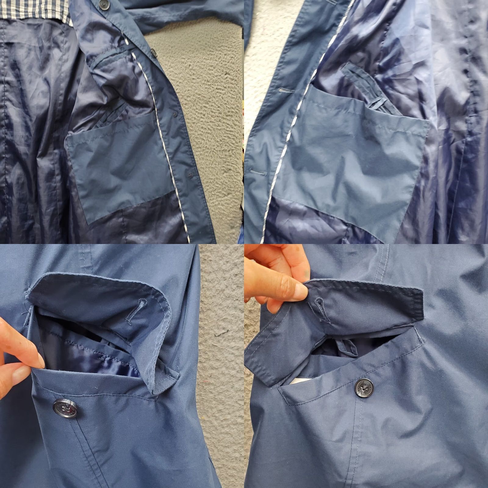 Lands' End Lands' End Trench Coat Womens 1X Navy Gingham Lined Vented Collar Button Front Size XL / US 12-14 / IT 48-50 - 8 Thumbnail