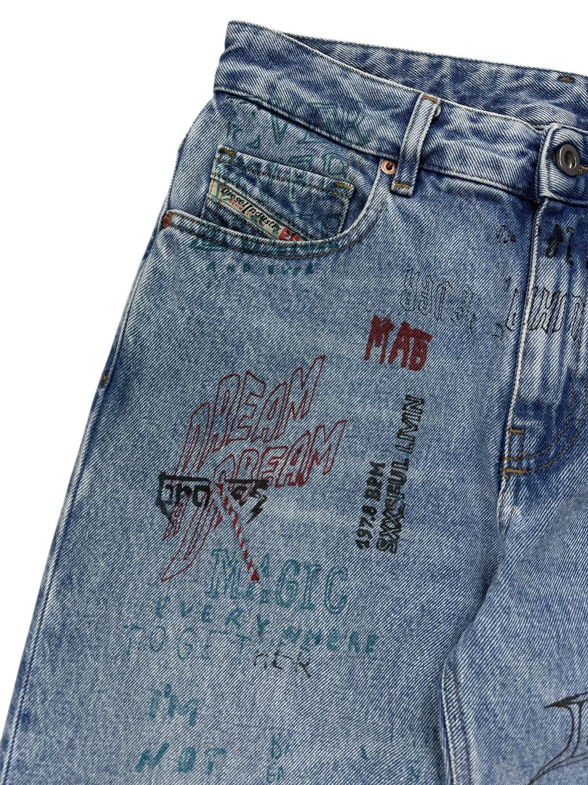 Diesel Diesel Neekhol Graffiti Print Women’s Jeans Blue Denim Pants Size 27" / US 4 / IT 40 - 10 Thumbnail