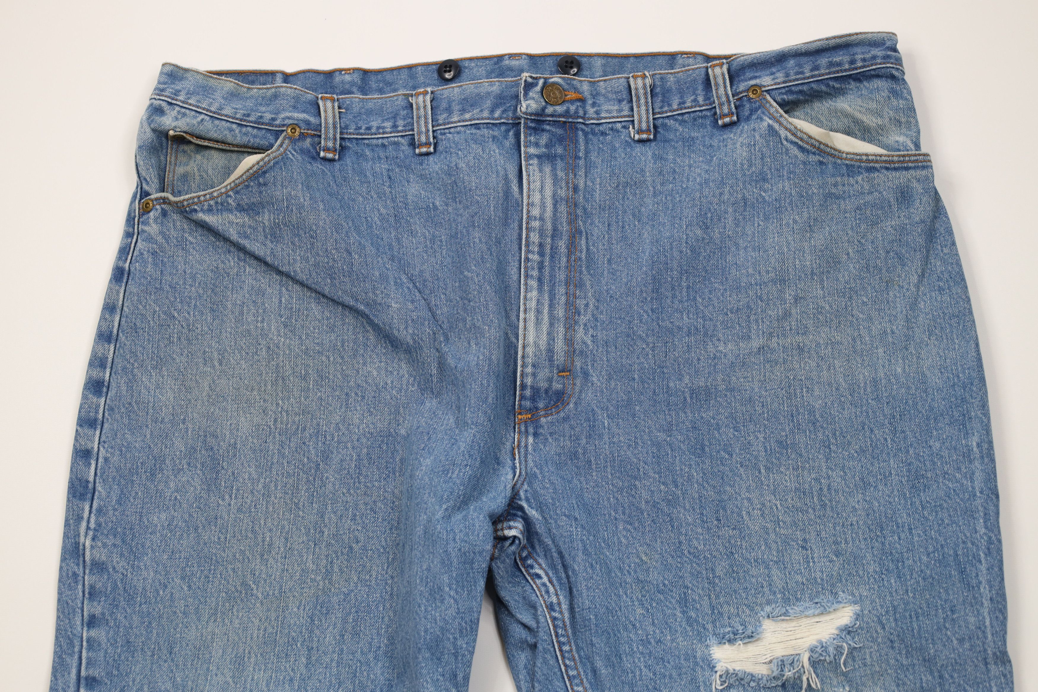 Vintage Vintage 70s Streetwear Flared Wide Leg Denim Jeans Blue USA Size US 44 / EU 60 - 2 Thumbnail