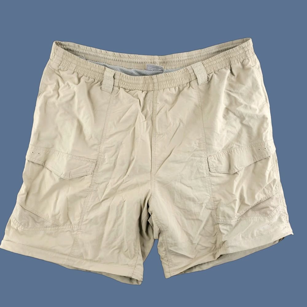 Vintage Columbia PFG Shorts Men's XXL Tan Beige Net Swim Trunks Bottoms Netted Size US 39 - 1 Thumbnail