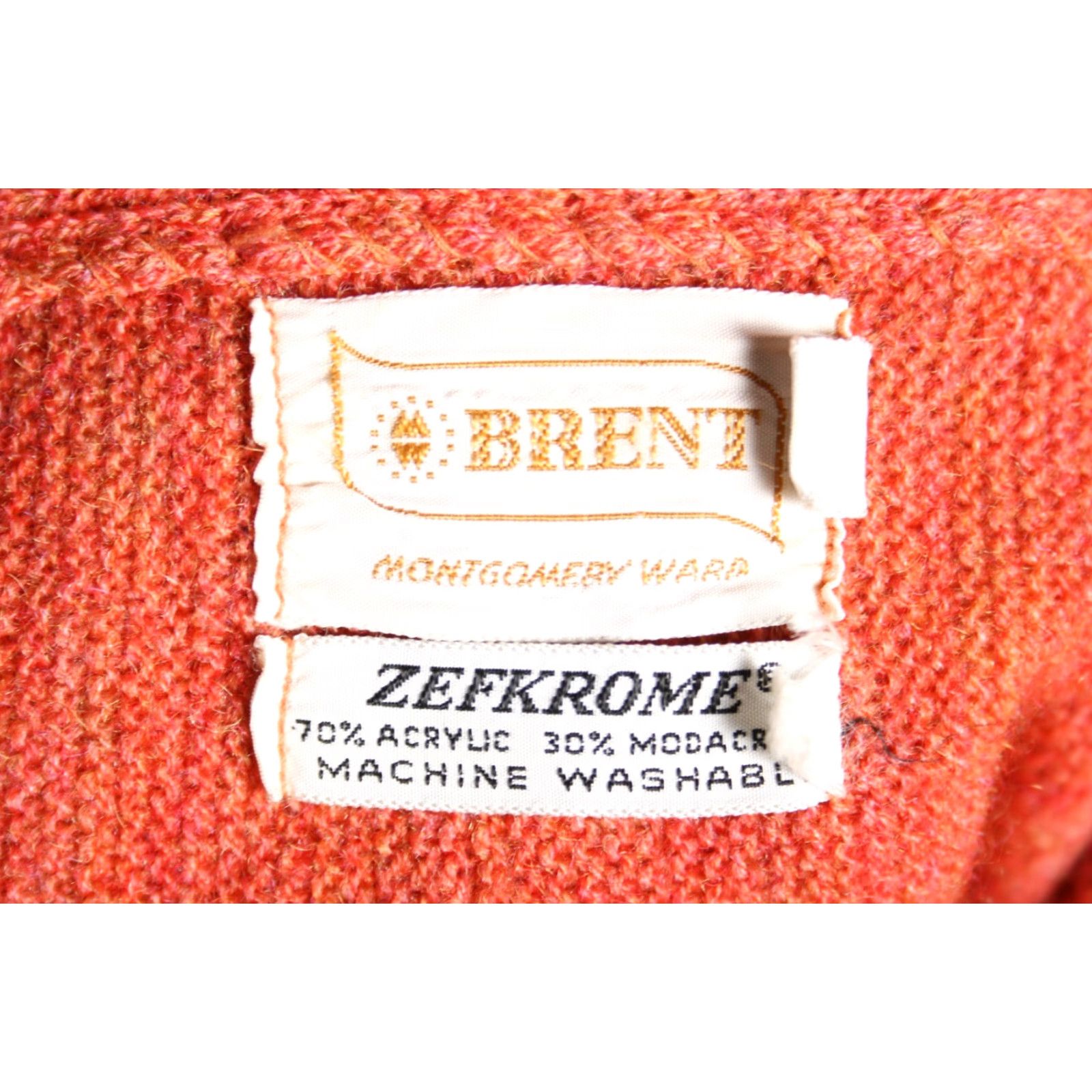 Vintage VINTAGE Brent Montgomery Ward Zefkrome Washable Acrylic Cardigan Sweater Sz. M Men Cardigan Orange Jersey? Size US M / EU 48-50 / 2 - 6 Thumbnail