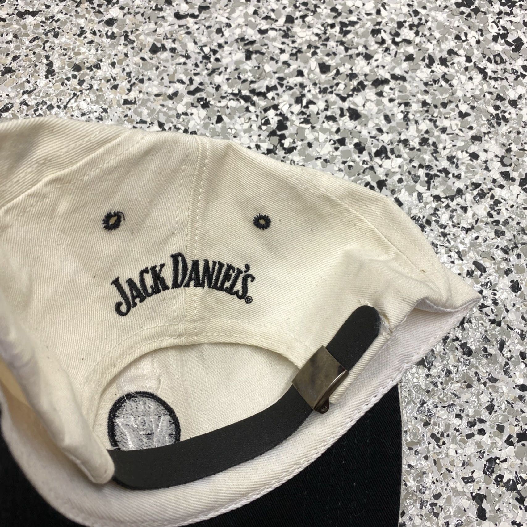 Vintage VINTAGE JACK Old No 7 Hat Cap Leather Strap Made In USA USA Leather Strap Adjustable Snapback Men One Size White Canvas Hat Cap 1990s? Size ONE SIZE - 3 Thumbnail