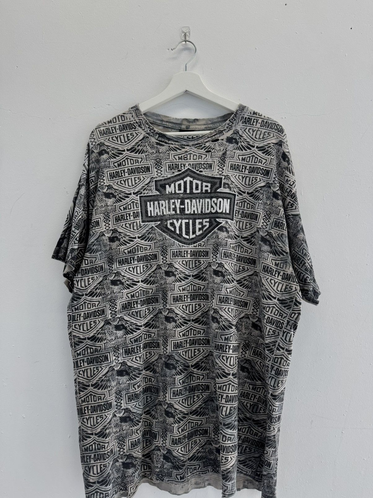 Harley Davidson Vintage 90s Harley Davidson Thrashed ERD Style Graphic Tee Size US L / EU 52-54 / 3 - 1 Thumbnail