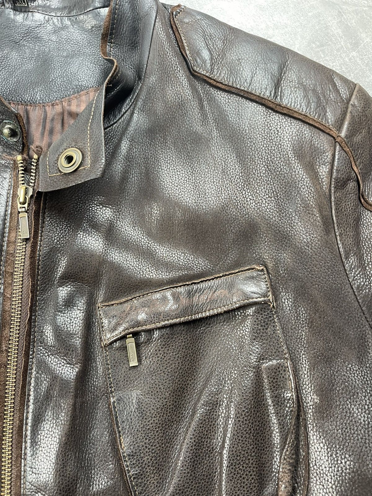 Harley Davidson × Vintage Vintage Harley Davidson 90s Leather Brown Biker Jacket Size US XL / EU 56 / 4 - 6 Thumbnail