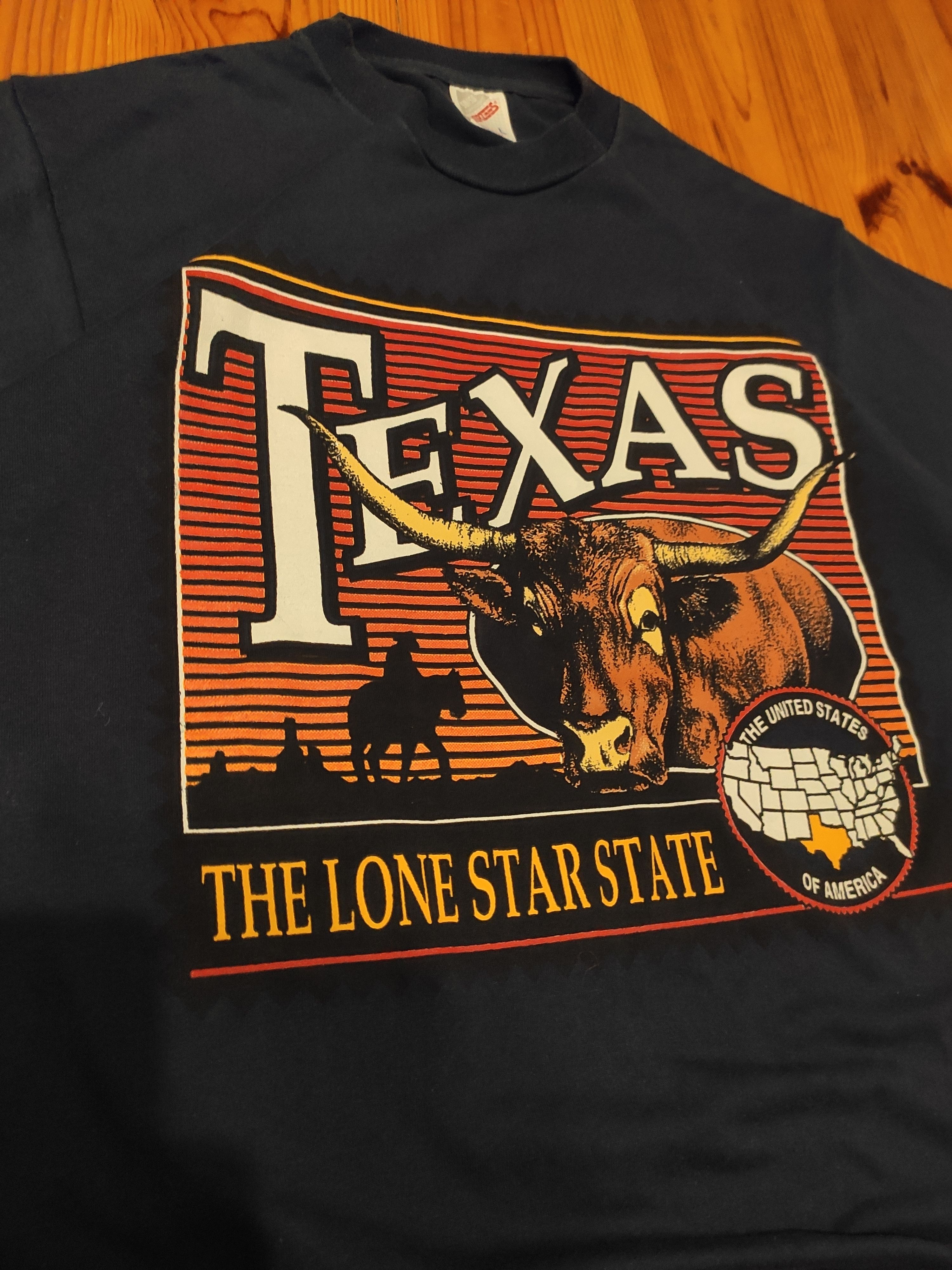 Japanese Brand × Vintage t-shirt tee navy texas made in usa cotton boxy vintage Size US M / EU 48-50 / 2 - 2 Thumbnail
