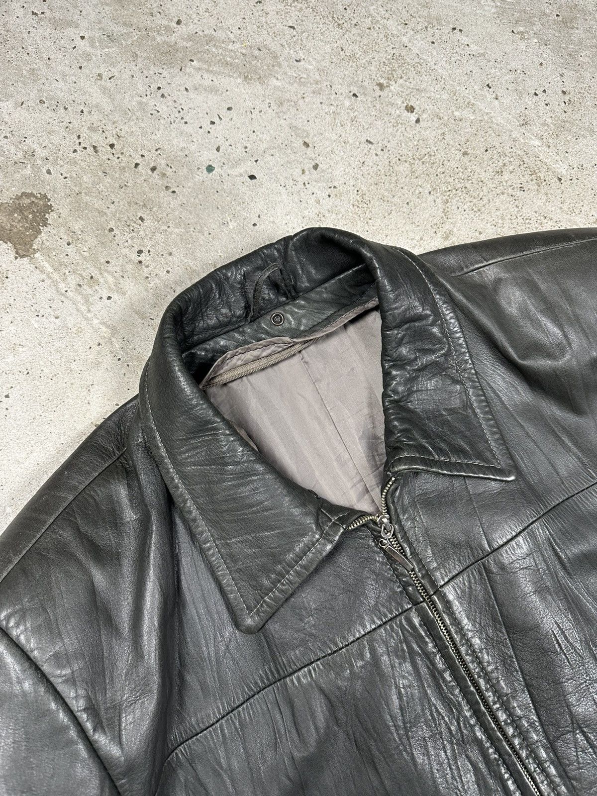 Genuine Leather Vintage Y2K Distressed Bottle Green Genuine Leather Jacket Size US XXL / EU 58 / 5 - 8 Thumbnail