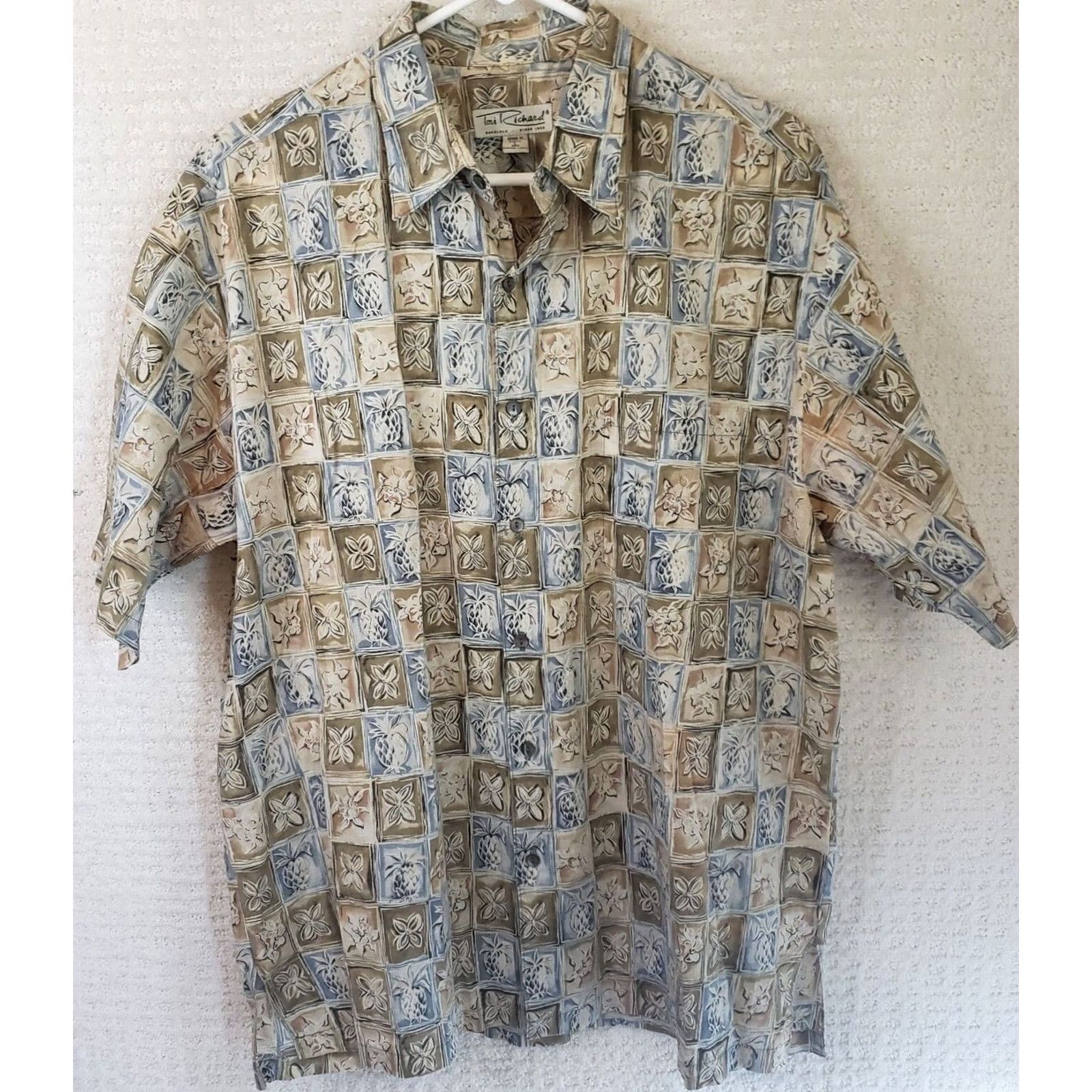 Tori Richard Tori Richard Shirt Geometric Hawaiian Cotton Button-Up Short Sleeve L Multicolor Mens Size US L / EU 52-54 / 3 - 2 Thumbnail