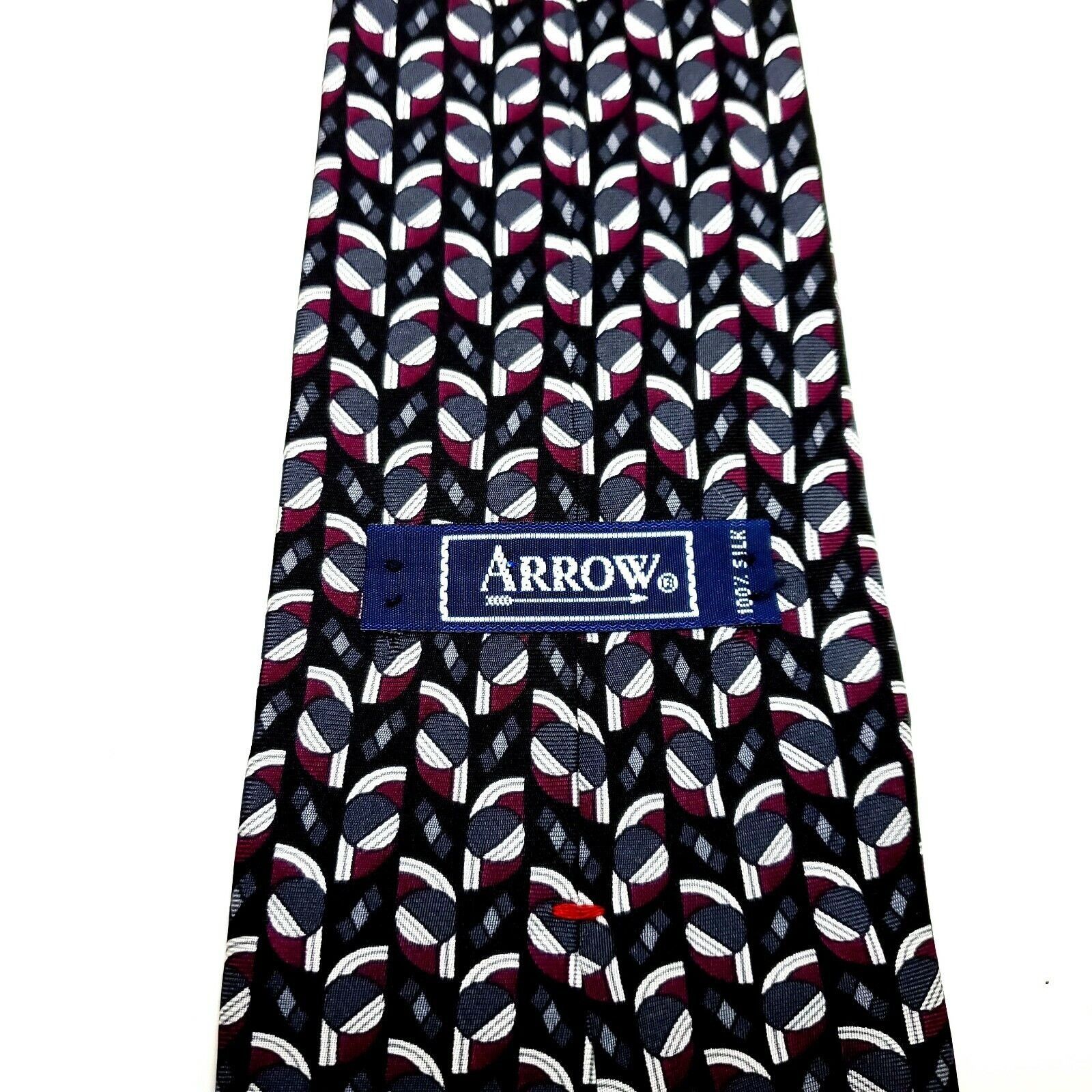 Arrow Arrow Silk Tie Print Black Short Wide Geometric Size ONE SIZE - 3 Thumbnail