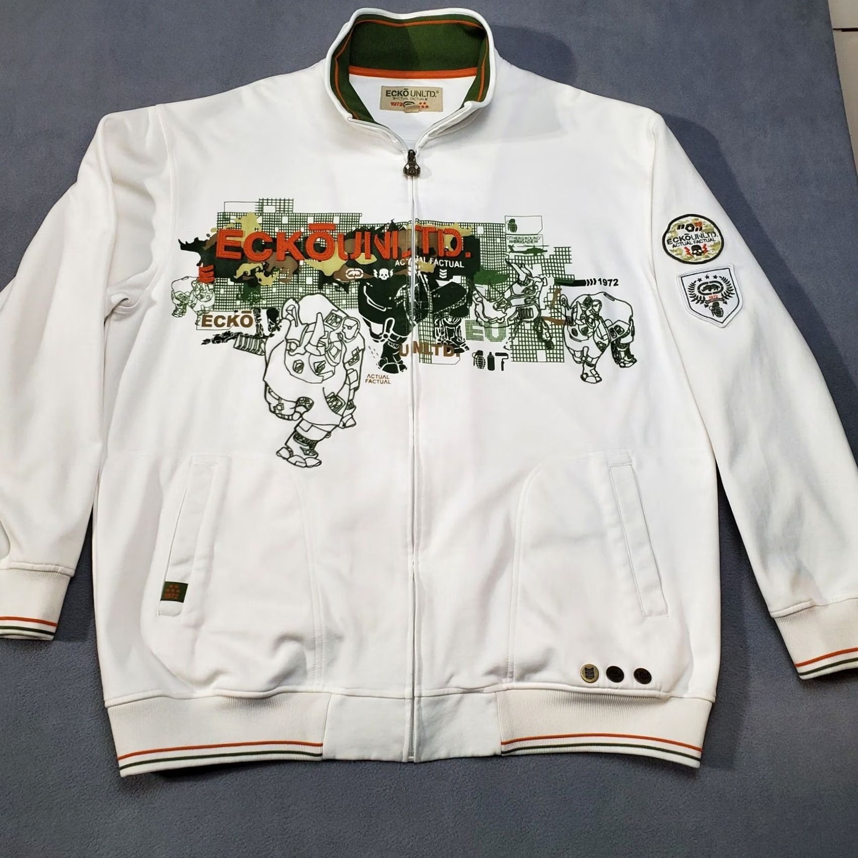 Ecko Unltd. VINTAGE Ecko Unltd. Track Jacket Mens 2XL White Embroidered Hip Hop 90s Streetwear Jacket Mens XXL White Size US XXL / EU 58 / 5 - 2 Thumbnail