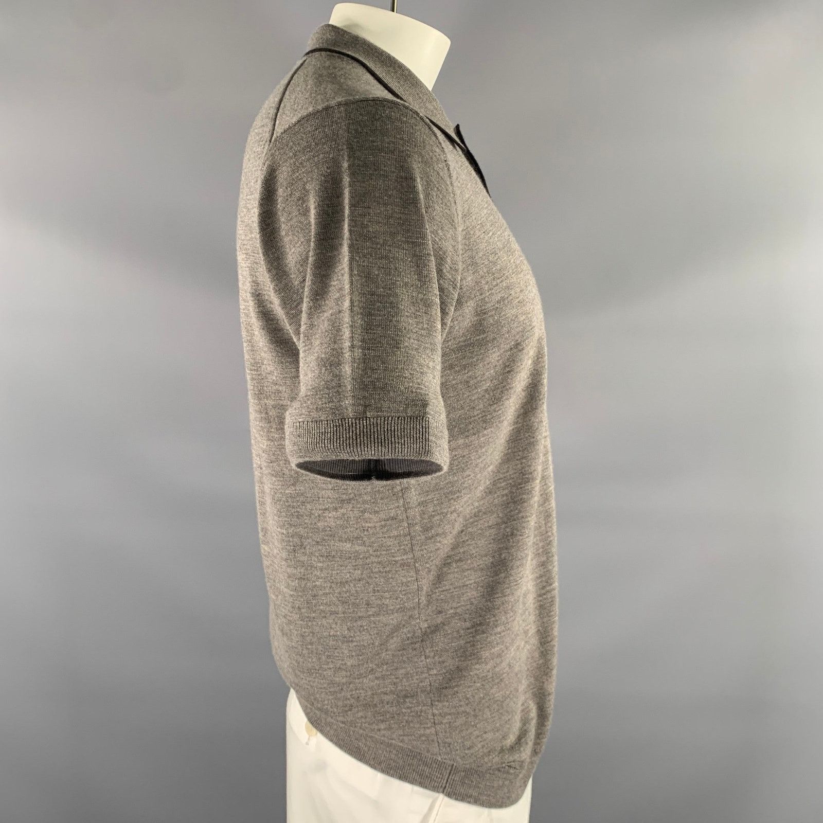 Rag & Bone RAG & BONE L Brown Black Knitted Wool Cashmere Buttoned Polo Size US L / EU 52-54 / 3 - 2 Thumbnail