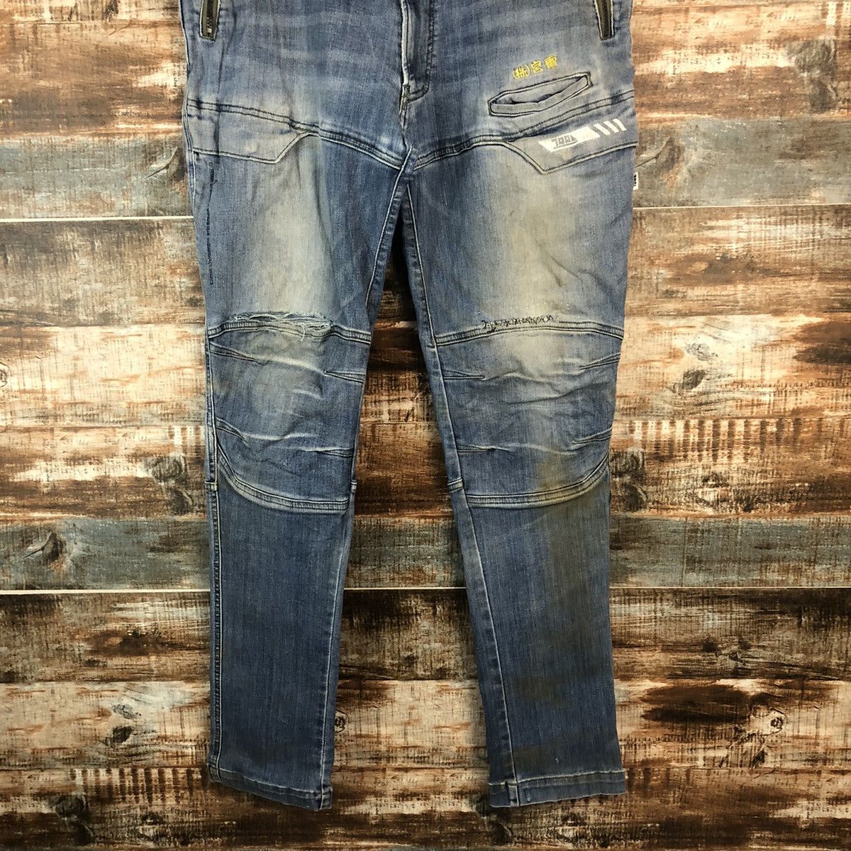 Japanese Brand TORA Blue Distressed Denim Pants #A2080 Size US 37 - 3 Thumbnail
