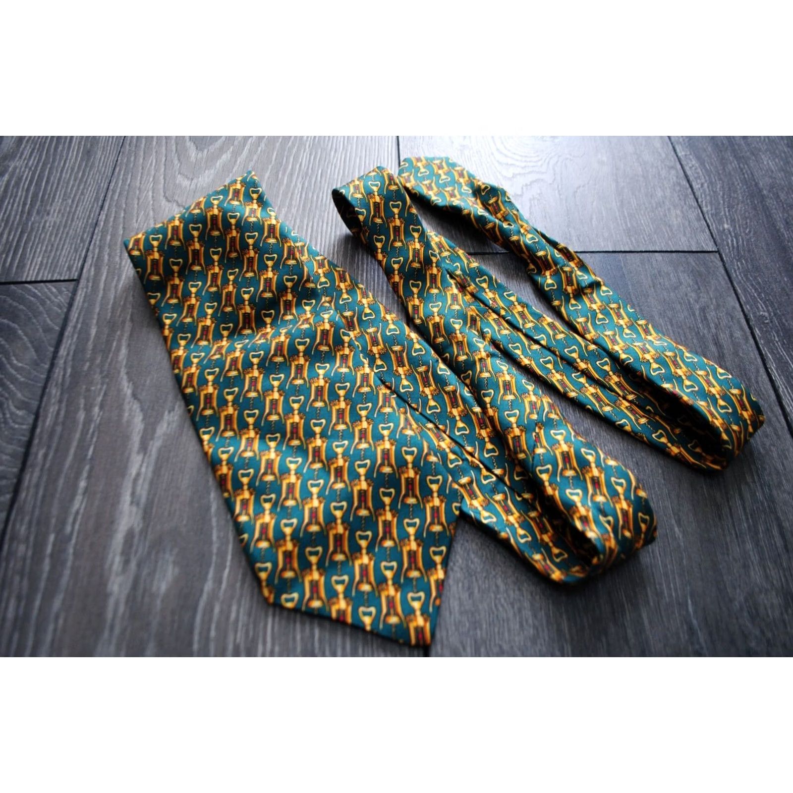 Vintage BEAUFORT Green Wine 100% Silk TIE MENS Silk Tie Geometric Made in Italy RARE Size ONE SIZE - 2 Thumbnail