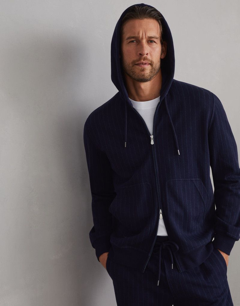 Brunello Cucinelli o1w1db10326 Cardigan Sweatshirt in Medium Blue Size US M / EU 48-50 / 2 - 3 Thumbnail