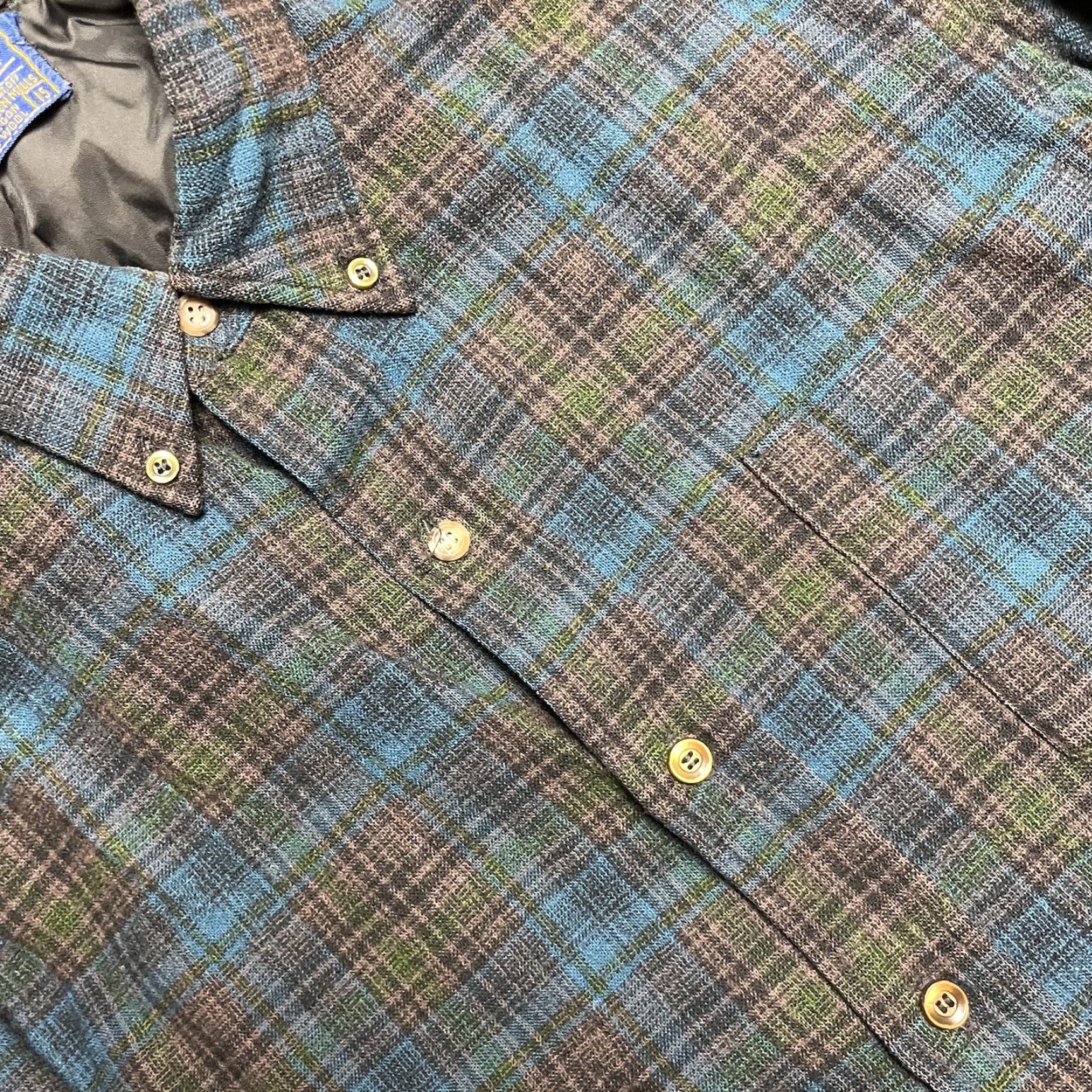Pendleton VINTAGE Pendleton Wool Flannel Button-Down Shirt 40 Blue Men 60s Button-Up Long Sleeve Regular Sized Shirts Size US L / EU 52-54 / 3 - 3 Thumbnail