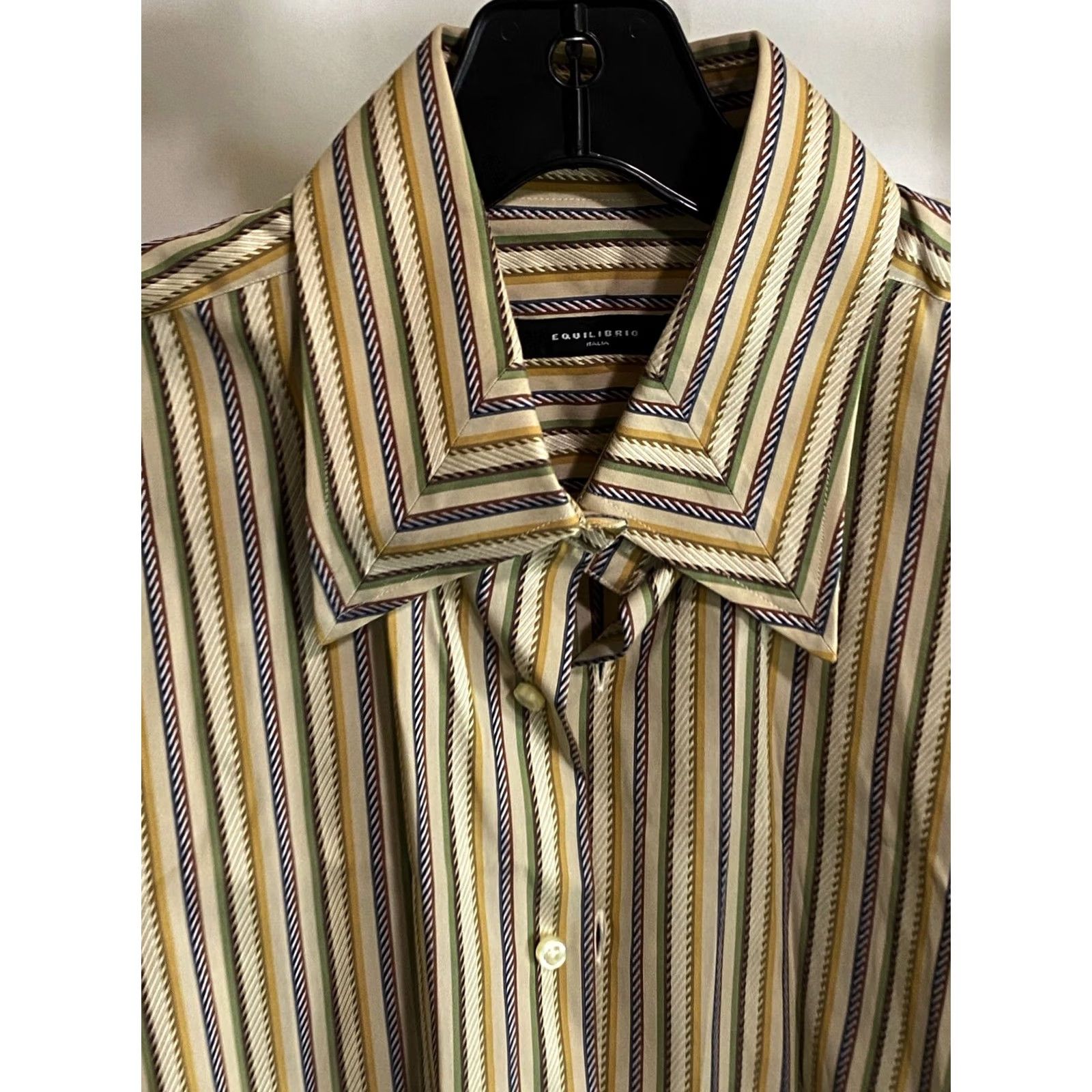 Vintage Equilibrio Stripe LONG SLEEVE SHIRT Large L 16.5 x 35/36 Mens Regular Button-Up XS? Size US L / EU 52-54 / 3 - 5 Thumbnail