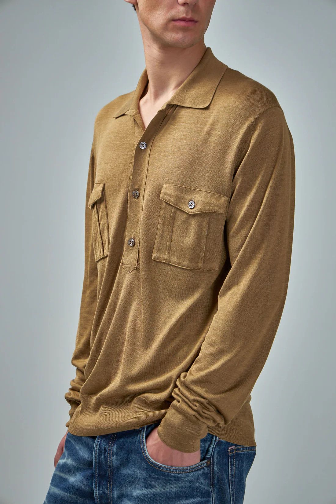Tom Ford o1loc1c0525 KPL026 Polo Neck Silk Sweater in Brown Size US M / EU 48-50 / 2 - 3 Thumbnail