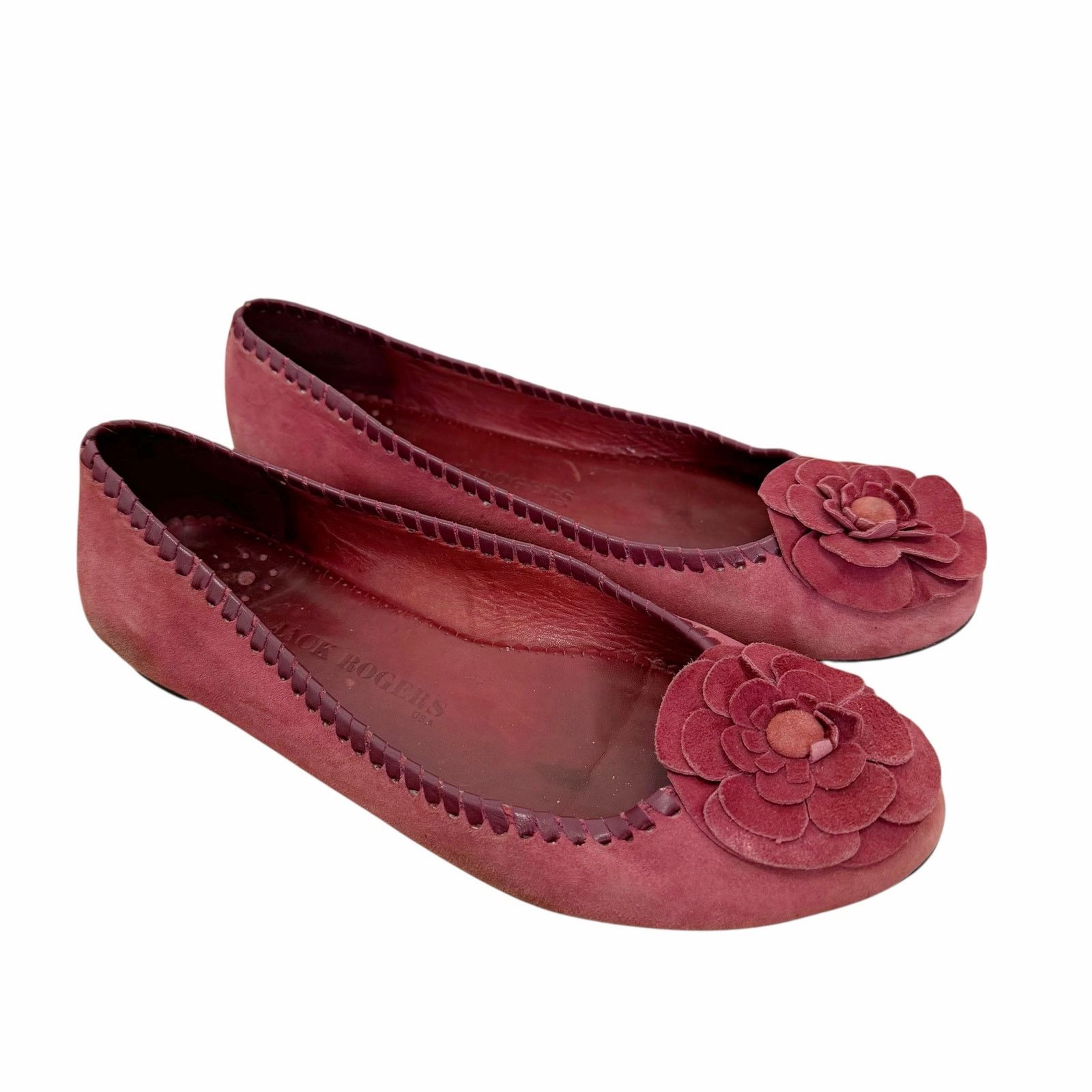 Jack Rogers Jack Rogers Pink Suede Flower Flats Sz 9.5 Size US 9.5 / IT 39.5 - 1 Thumbnail