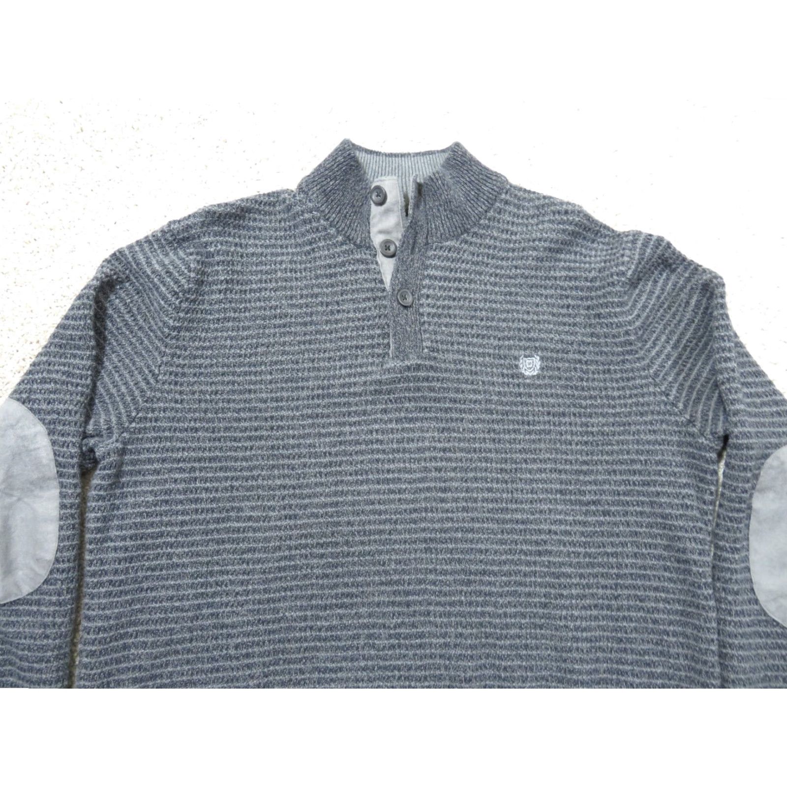 Chaps Chaps Sweater XL Gray 100% Cotton Mock Neck Long Sleeve Elbow Patches Button Logo Casual Workwear Mens Size US XL / EU 56 / 4 - 3 Thumbnail