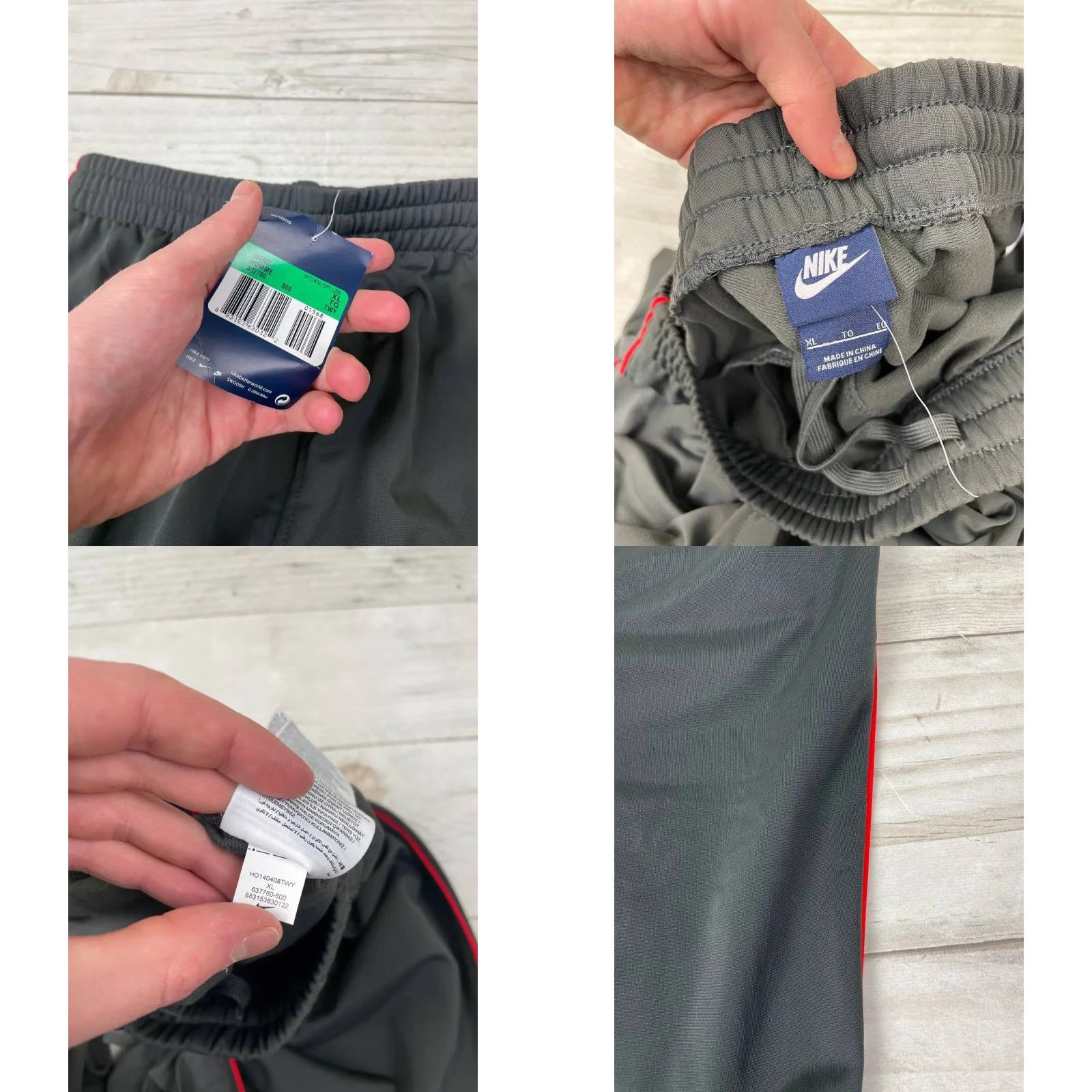 Nike VINTAGE Nike Tracksuit Jacket Jacket Pants Set XL Gray Red Men Size XL Track suit Size 46R - 11 Thumbnail