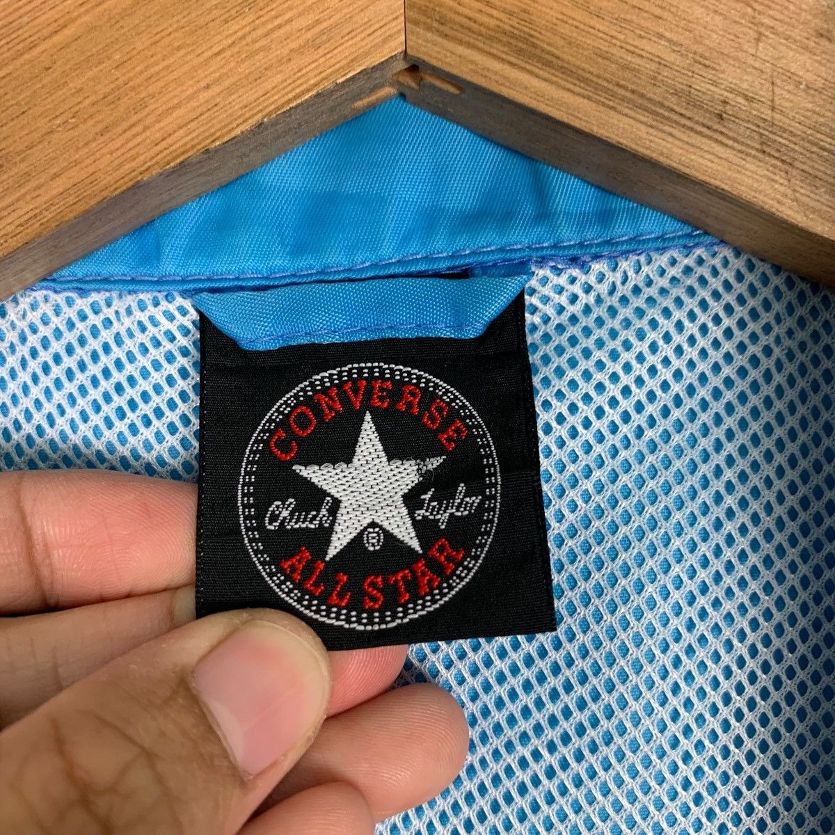 Converse 90's CONVERSE ALL STAR Big Logo Light Blue Jacket #0574-C26 Size US M / EU 48-50 / 2 - 16 Thumbnail