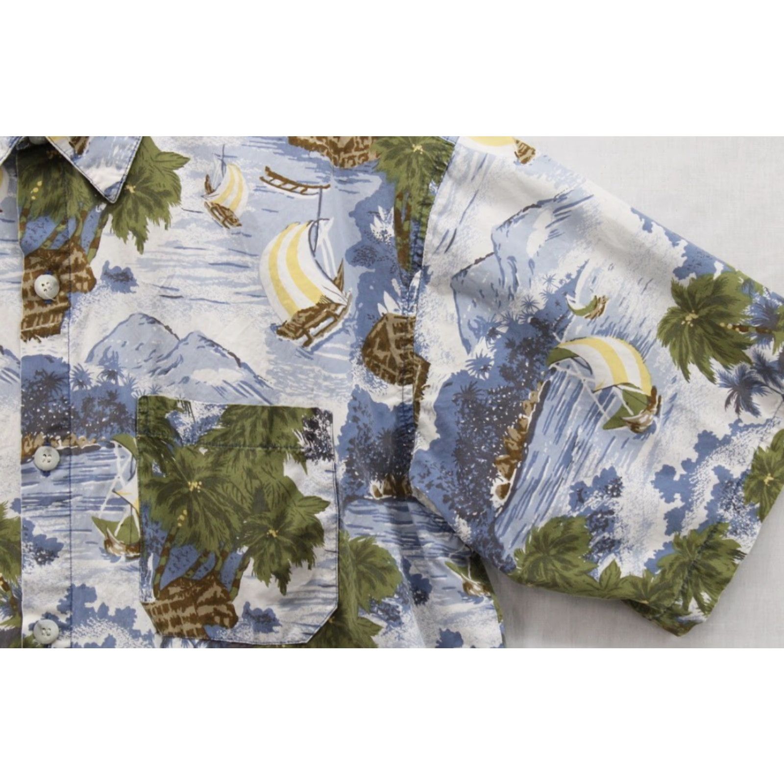 Vintage VINTAGE R&Y Sport Shirt Men's XL Hawaiian Short Sleeve Boat Hut Palm Trees Luau Size US XL / EU 56 / 4 - 2 Thumbnail