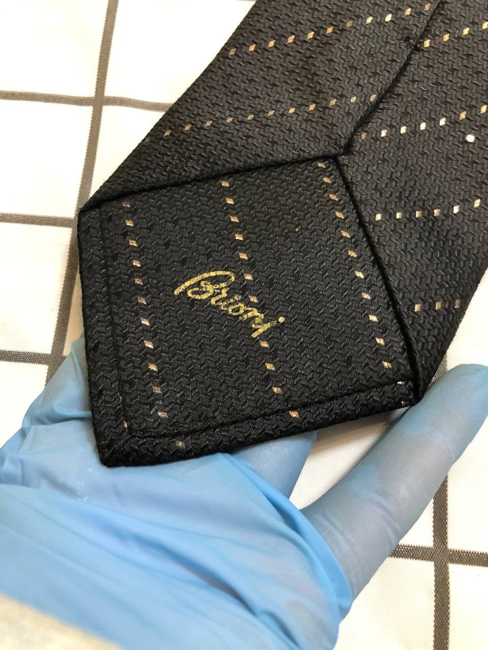 Brioni BRIONI Men's Handmade Silk Tie Classic Gold Embroidery Size ONE SIZE - 5 Thumbnail