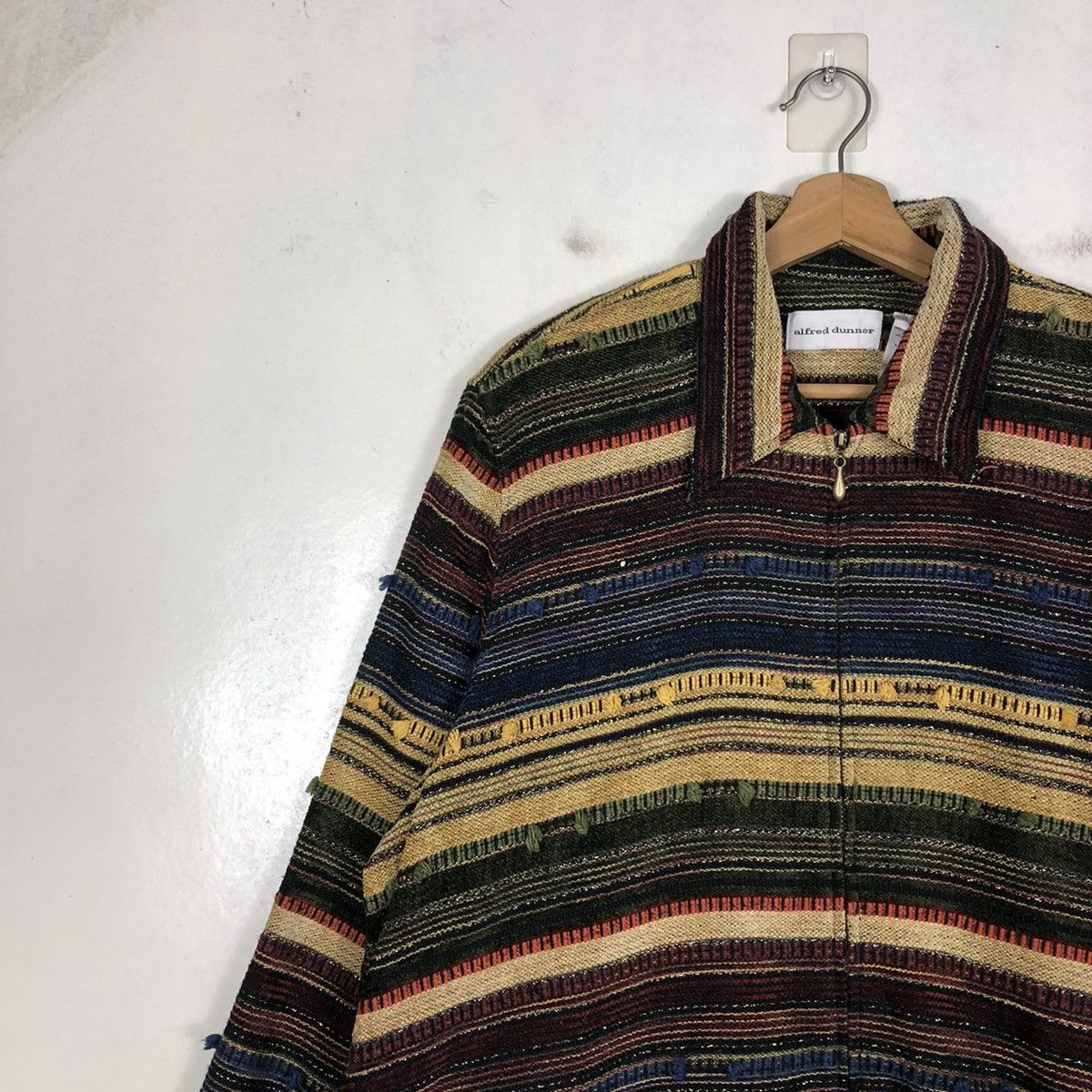 Vintage 📌VINTAGE HAND KNIT DESIGN ZIPPER ALFRED DUNNER ISSEY MIYAKE Size US M / EU 48-50 / 2 - 9 Thumbnail