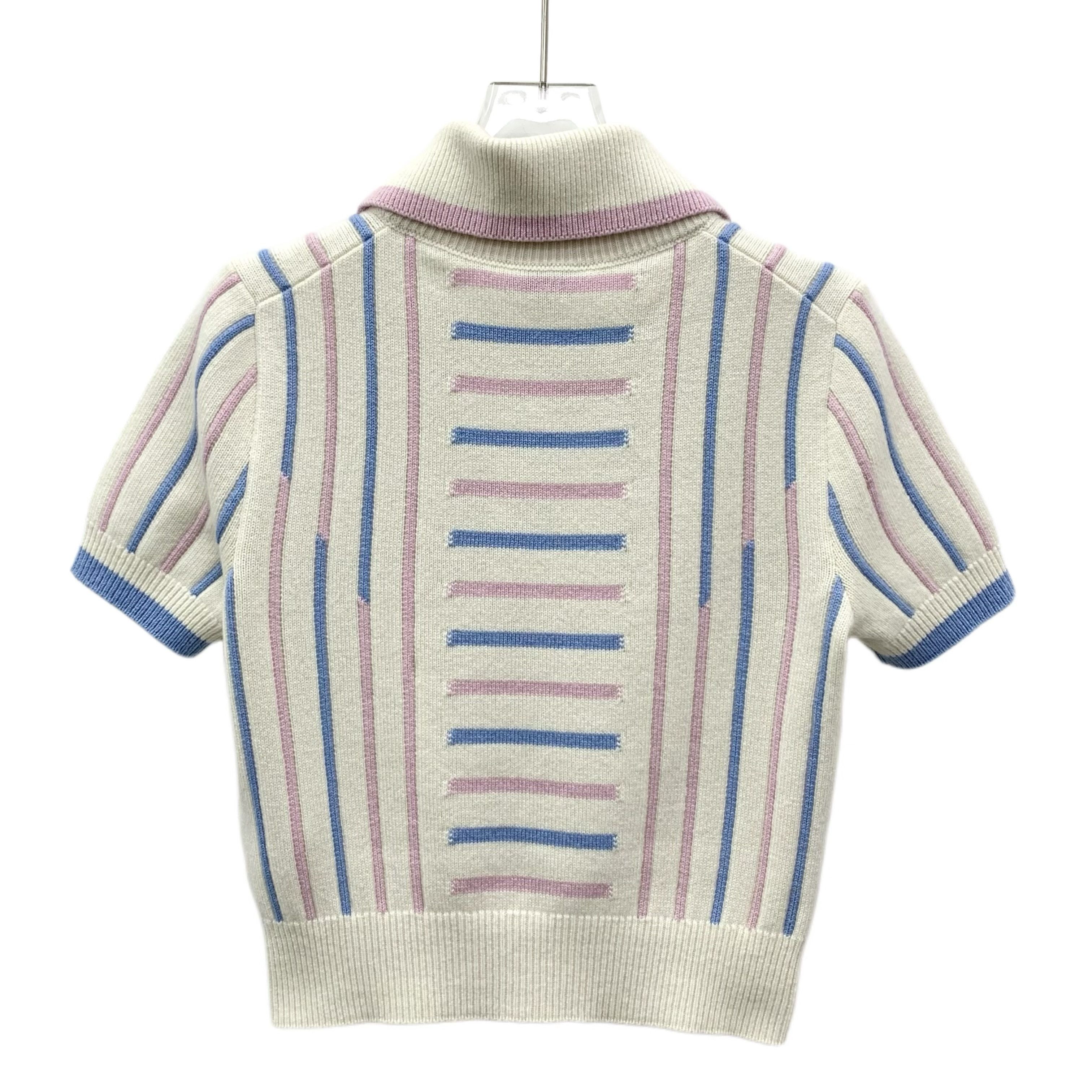 Chanel Chanel Striped Cashmere Knit Top Beige (34) Size XS / US 0-2 / IT 36-38 - 2 Thumbnail