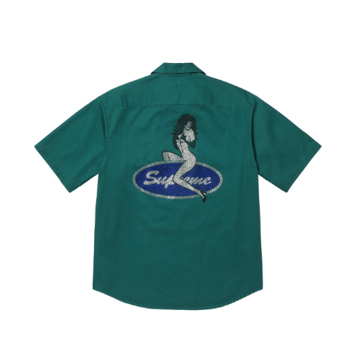 Supreme Supreme Rhinestone Pin Up S/S Work Shirt Work Green Medium Size US M / EU 48-50 / 2 - 1 Thumbnail