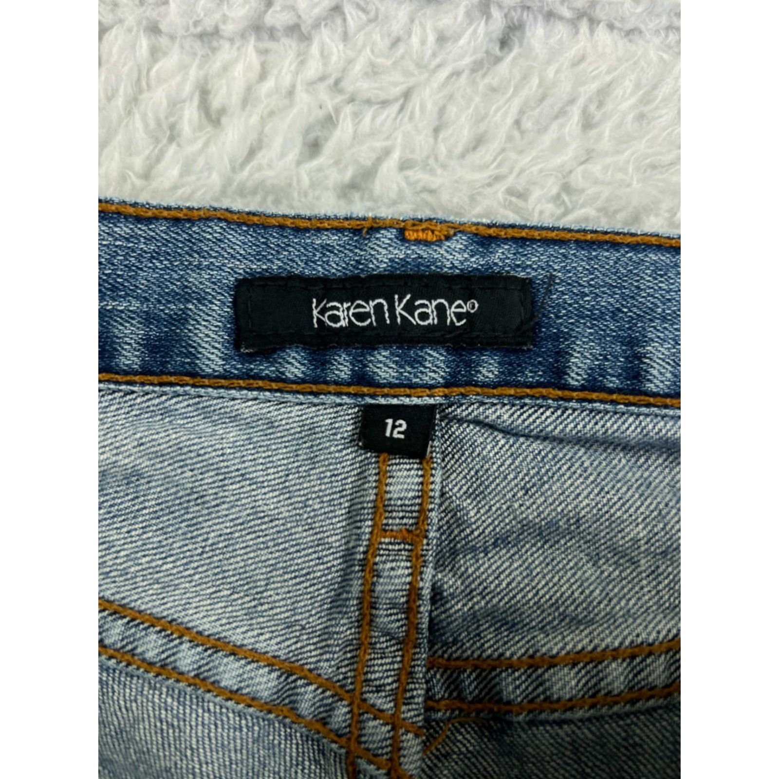 Vintage Karen Kane Jeans Womens 12 Blue Floral Denim Flared Mid Rise 30x31 Distressed Regular Fit Size 34" / US 12 / IT 48 - 6 Thumbnail