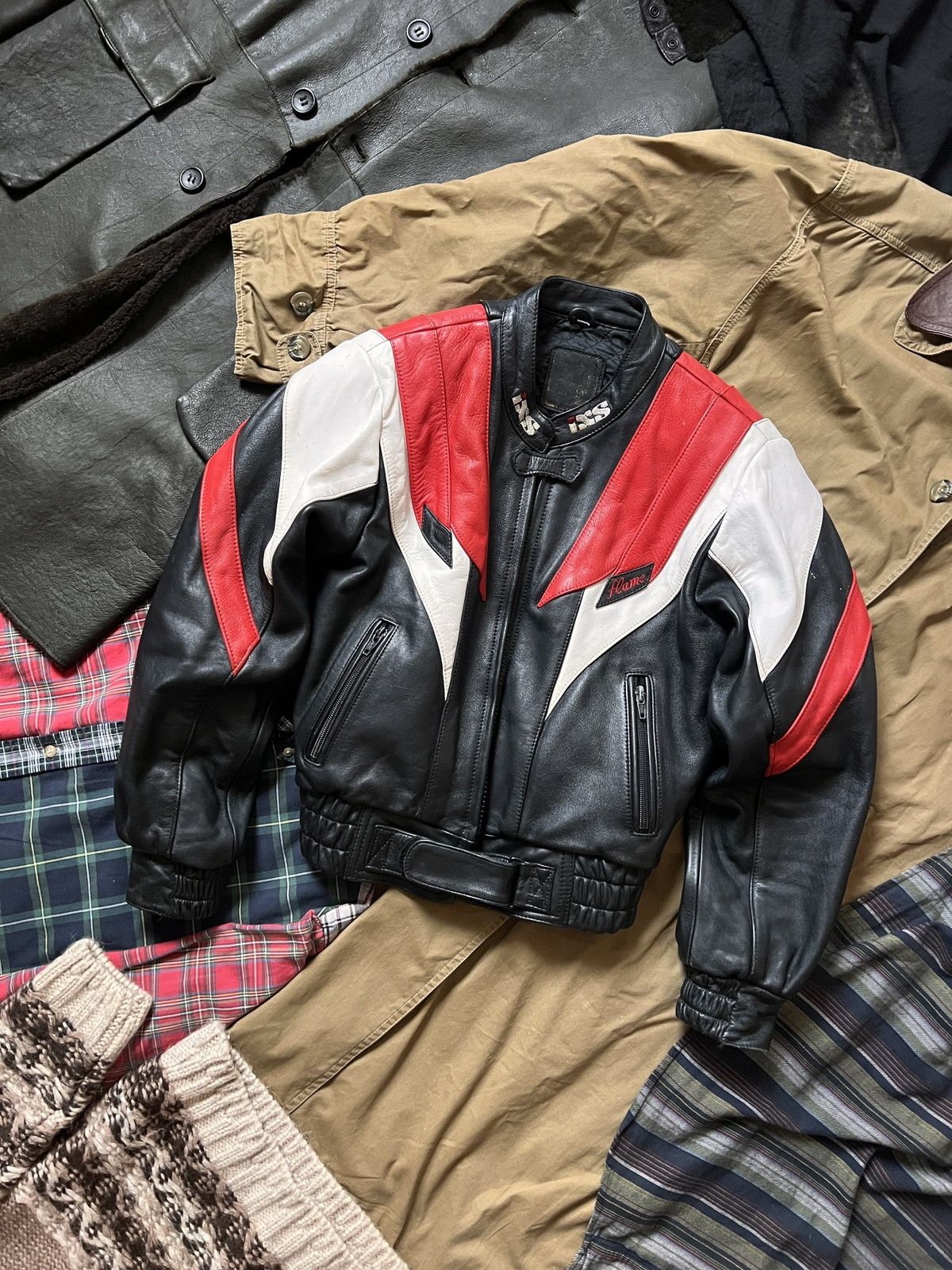 Other Vintage IXS Leather Moto Flame Jacket Size L / US 10 / IT 46 - 1 Thumbnail