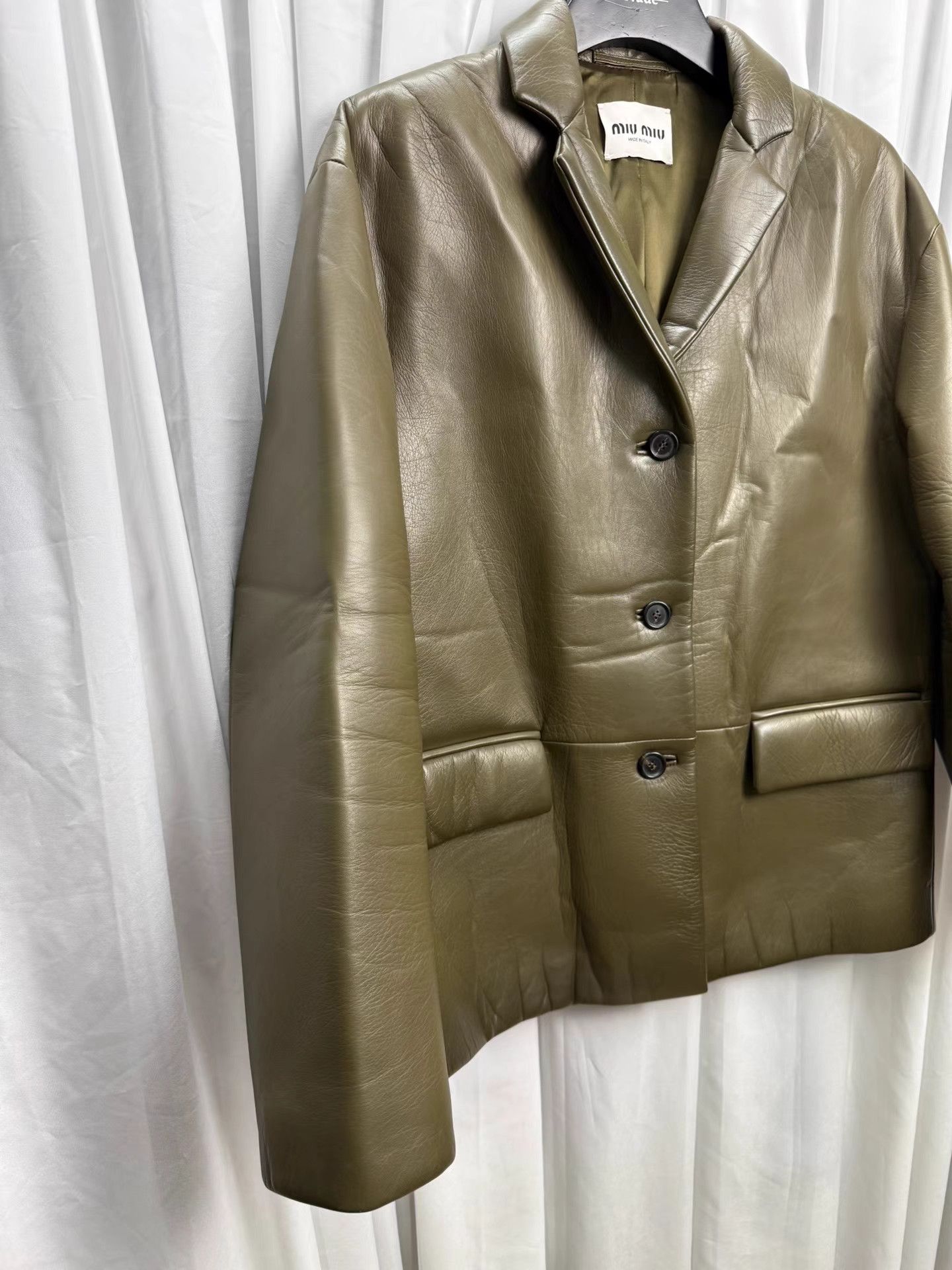 Miu Miu MIU MIU 24SS Leather Blazer Jacket K20 Size M / US 6-8 / IT 42-44 - 2 Thumbnail