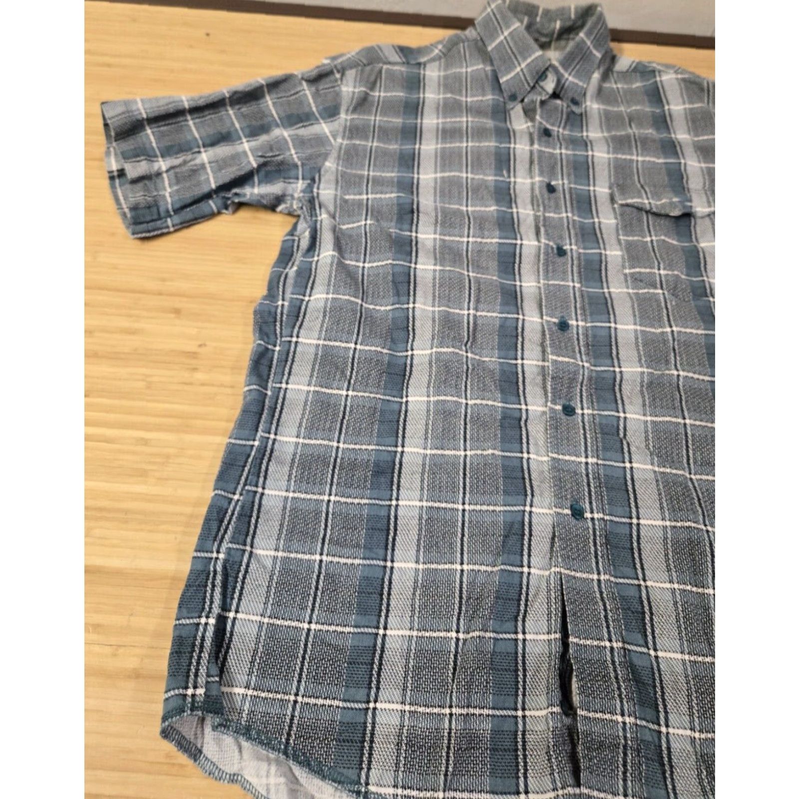 Wrangler VINTAGE Wrangler Western Shirt Men's M Green Plaid Short Sleeve Button-Up Collared Lightweight Easy Care Pockets Preshrunk 90s Western Mens_Cowboy Size US M / EU 48-50 / 2 - 3 Thumbnail