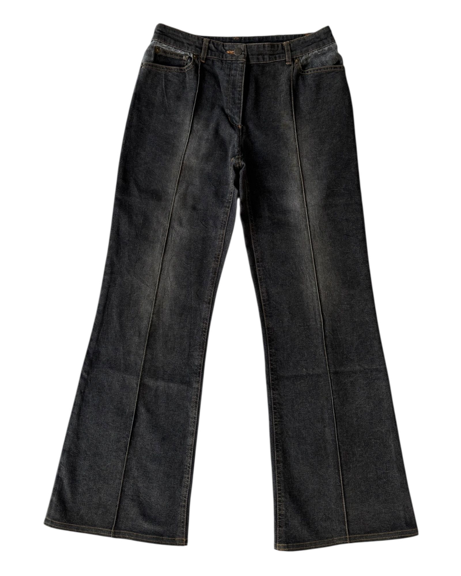 Krizia × Krizia Uomo × Roberto Cavalli Krizia Leopard Flare Jeans Bootcut Black Jeans Size 28" / US 6 / IT 42 - 5 Thumbnail